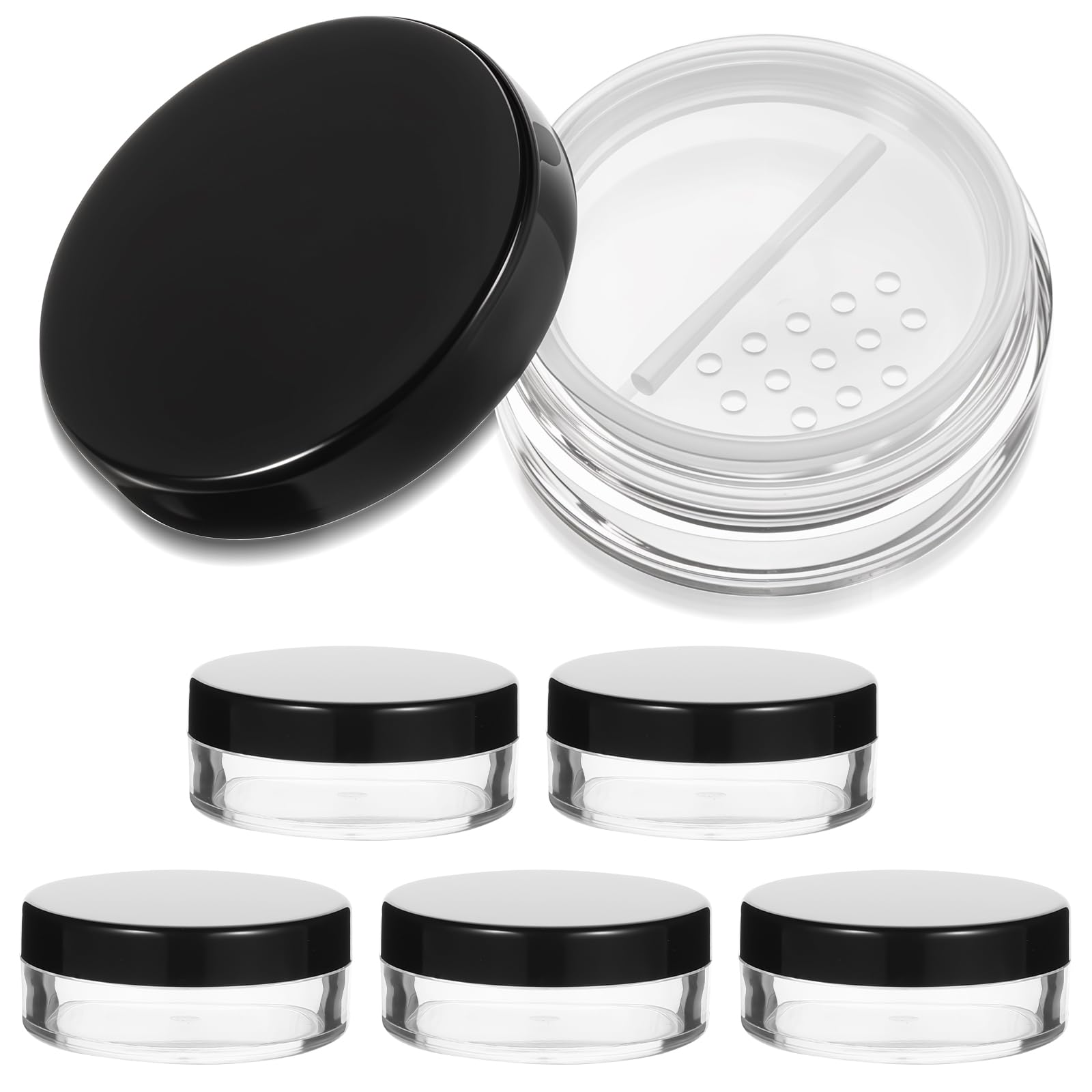 Josojoou 6Pcs 10Ml/0.34Oz Plastic Empty Compact Case Refillable Portable Makeup Powder Container No Leak Travel Empty Case With