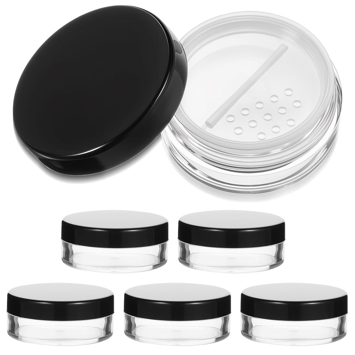 Josojoou 6Pcs 10Ml/0.34Oz Plastic Empty Compact Case Refillable Portable Makeup Powder Container No Leak Travel Empty Case With