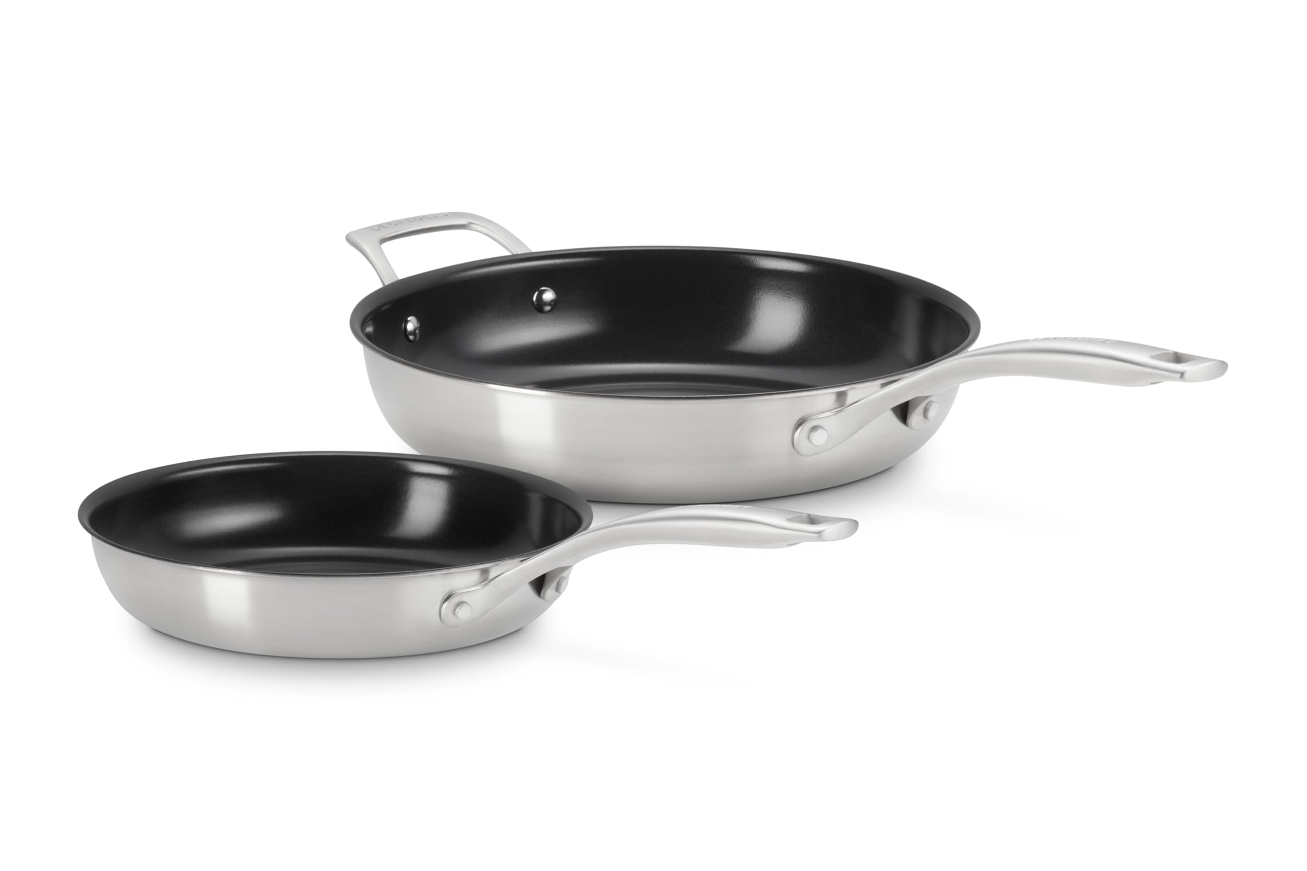 Le CreusetEssential Stainless Steel  Set Of 2| Coated Fry Pan Set  24 Cms & 28Cms | Ceramic Coated| Induction Base Fry Pan| 1