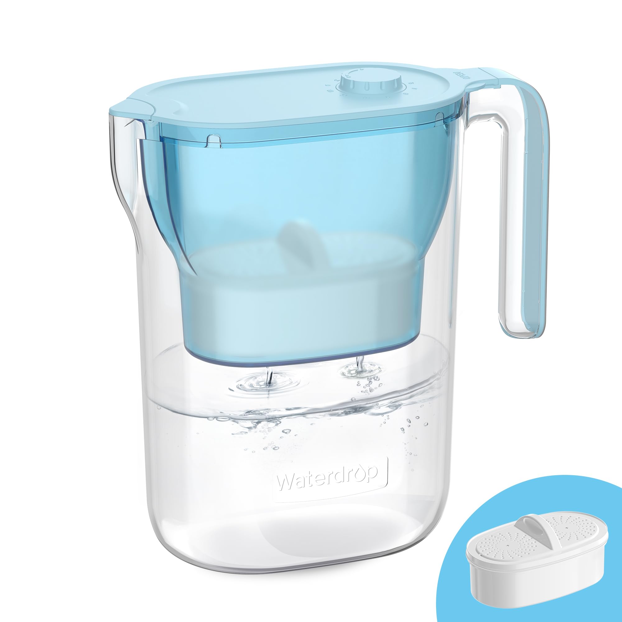 Waterdrop 200-Gallon Long-Life Water Filter Pitcher, Nsf Certified Water Purifier, Replaces 6,400 Plastic Water Bottles A Year,