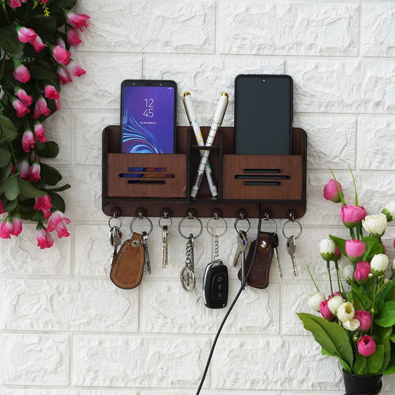 Sanvatsar Key Holder for Home | Wooden Key Stand for Wall | Key Hanger(5x11 Inches)