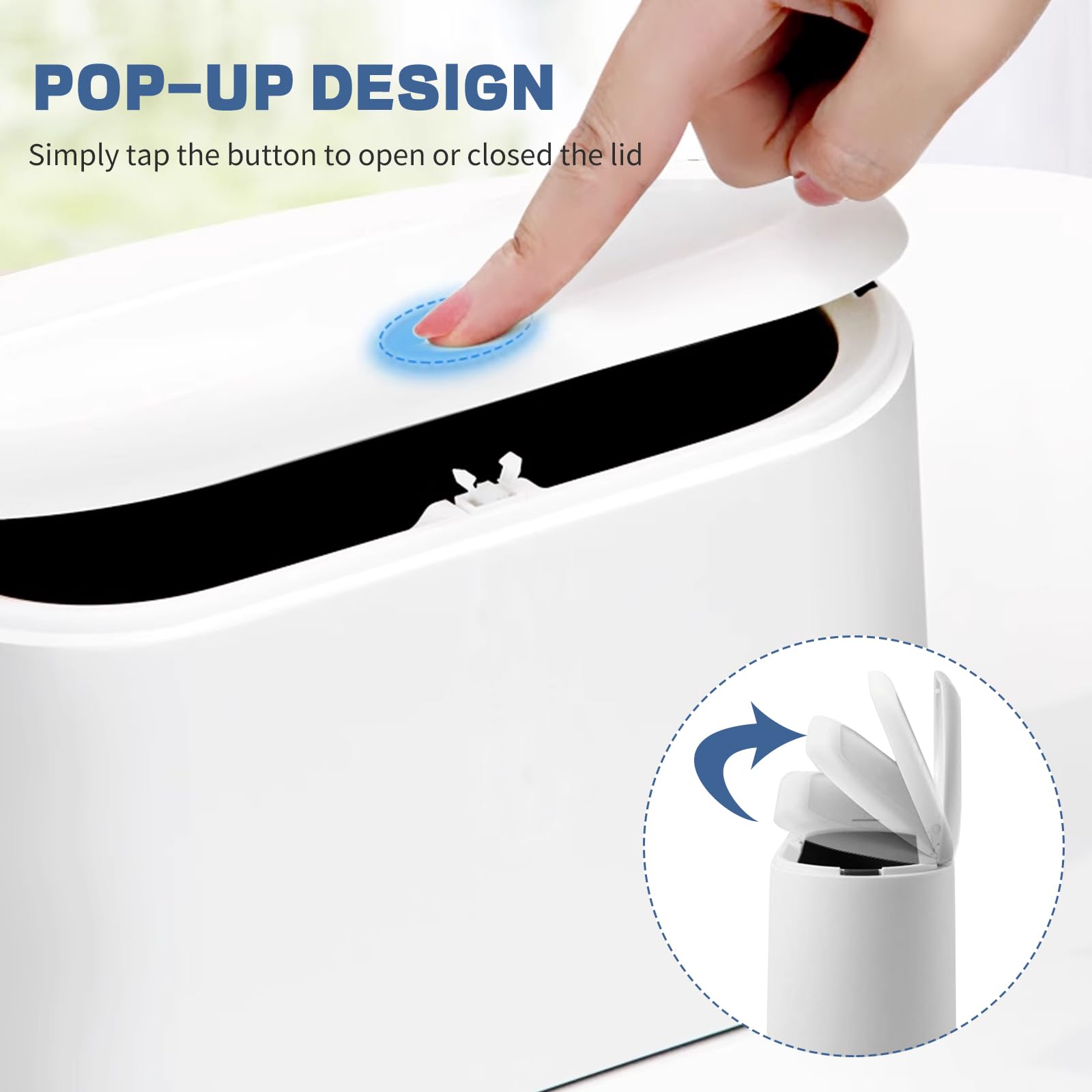 LTWQLing Mini Trash Can - Removable Small Garbage Bin, White, for Bathroom, Office, Kitchen, Desk, Coffee Table, Model: MINI-Trash Can