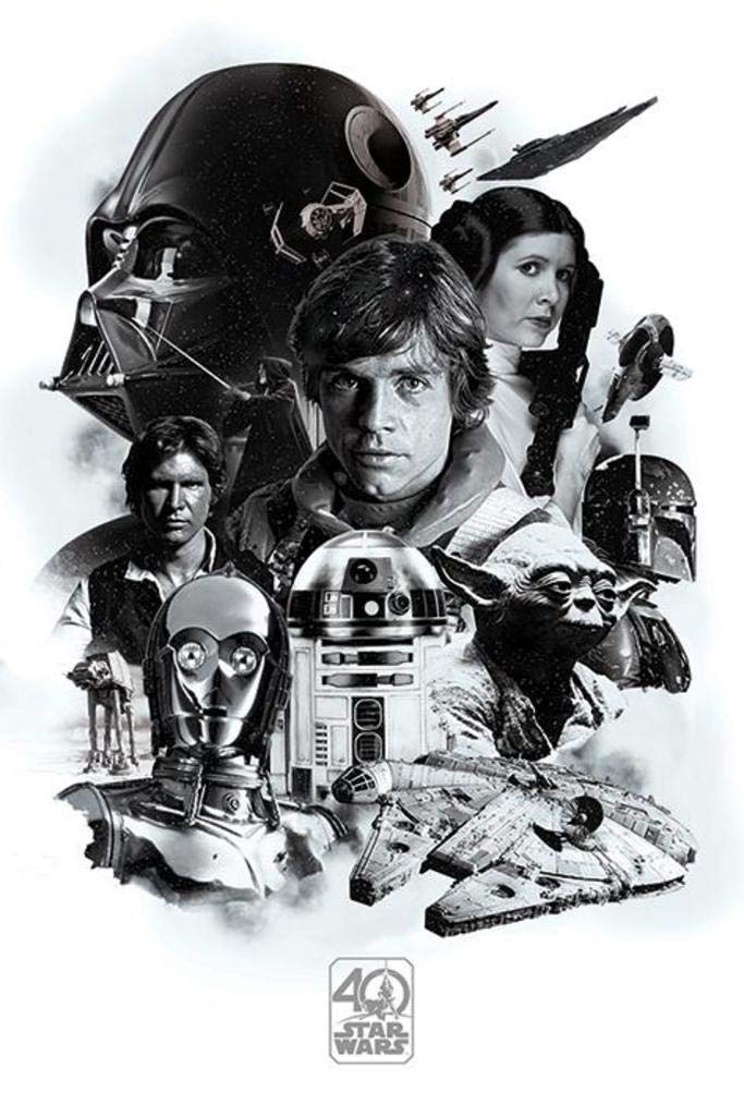 Pyramid International Montage Star Wars 40Th Anniversary Maxi Poster, Plastic/Glass, Multi-Colour, 61 X 91.5 X 1.3 Cm