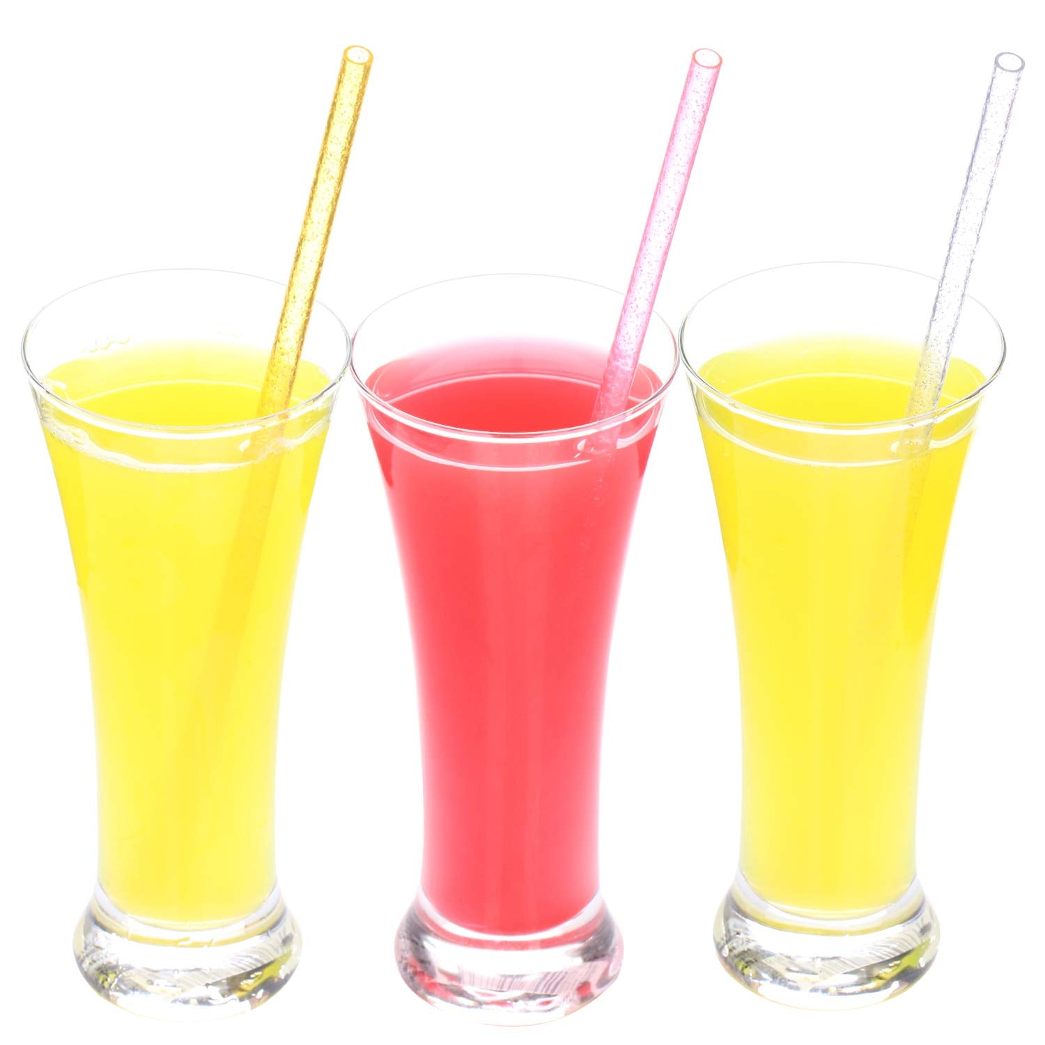 Dakoufish Bpa-Free 12 Piece 11 Inch Reusable Clear Plastic Glitter Sparkle Drinking Straw Plus One Cleaning Brush (Lightpurple,1