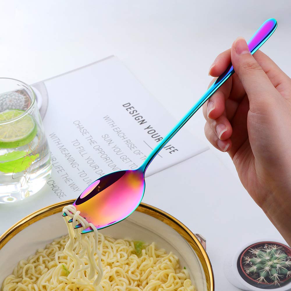 Buyer Star Sporks 2 In 1 Spoons Forks 5 Pieces Mix Color Stainless Steel Reusable Metal Korean Soup Dinner Spoons Camping Flatwa