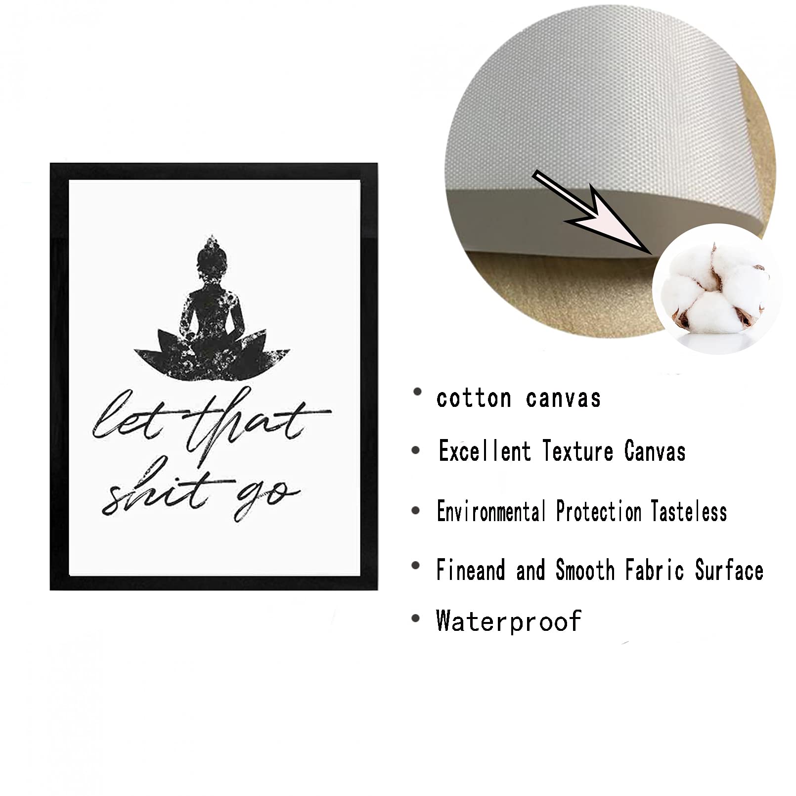 Let That Shit Go Bathroom Quote Art for Painting Wall Picture Office Decor Funny Yoga Room Sign Canvas Prints and Poster Wooden Framed Ready to Hang(10x12 inch)