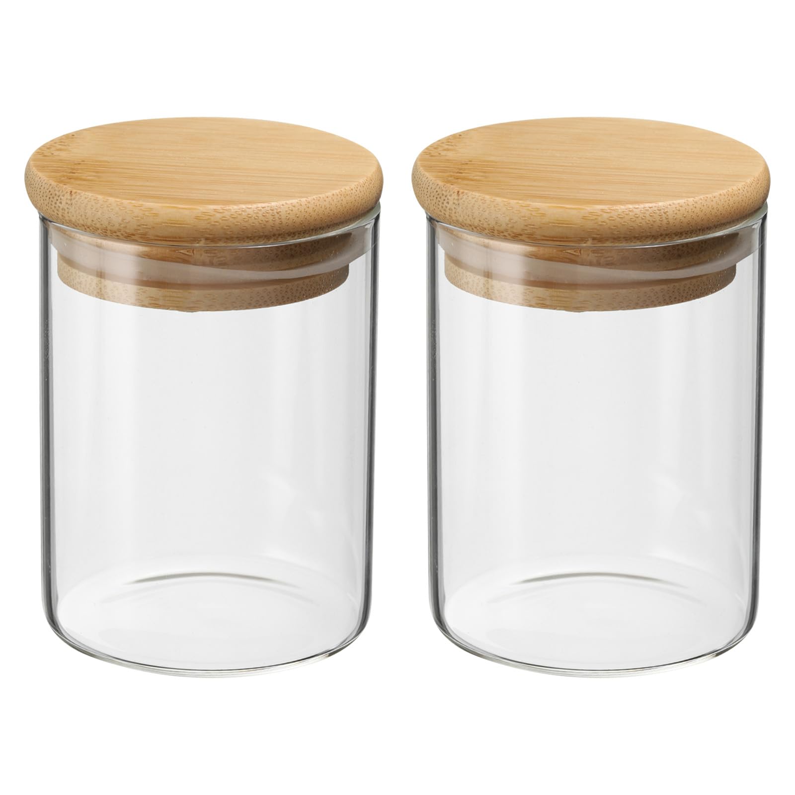 Patikil 8.5 Oz Glass Jar With Airtight Bamboo Lid, 2 Pack Glass Kitchen Container Clear Food Storage Jar For Nuts Sugar Coffee B