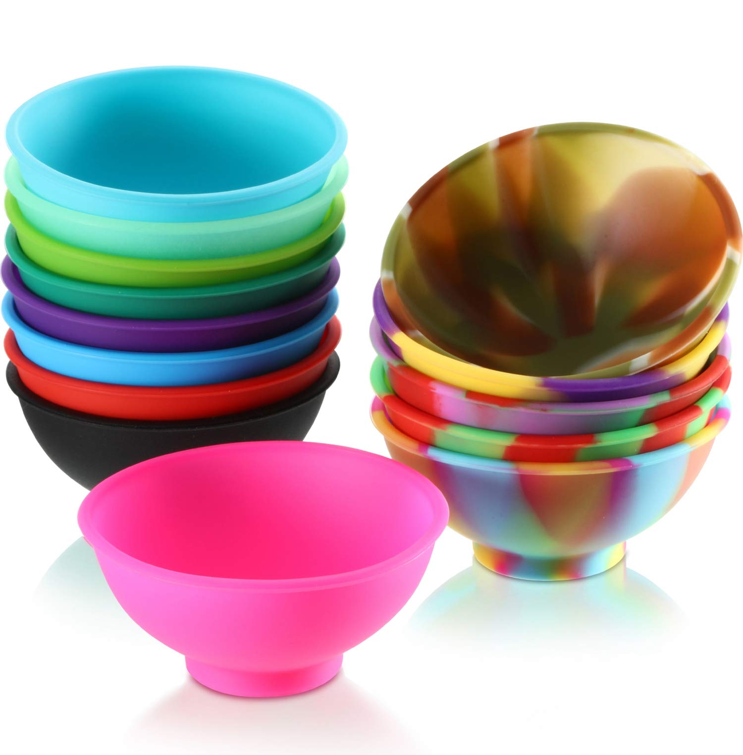 Boao 14 Cs Mini Silicone Pinch Bowls 1.75 Ounce Small Dipping Pinch Bowls for Prep Cooking Multicolor Reusable Snack Serve Condi