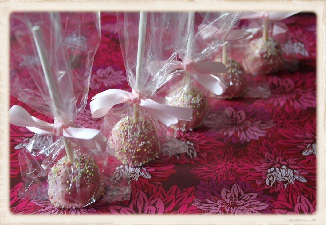 100 Cake Pop Bags 4W''X2D''X8H'' Bottom Gusseted Clear Poly Favor - For Large Size Cake Pops
