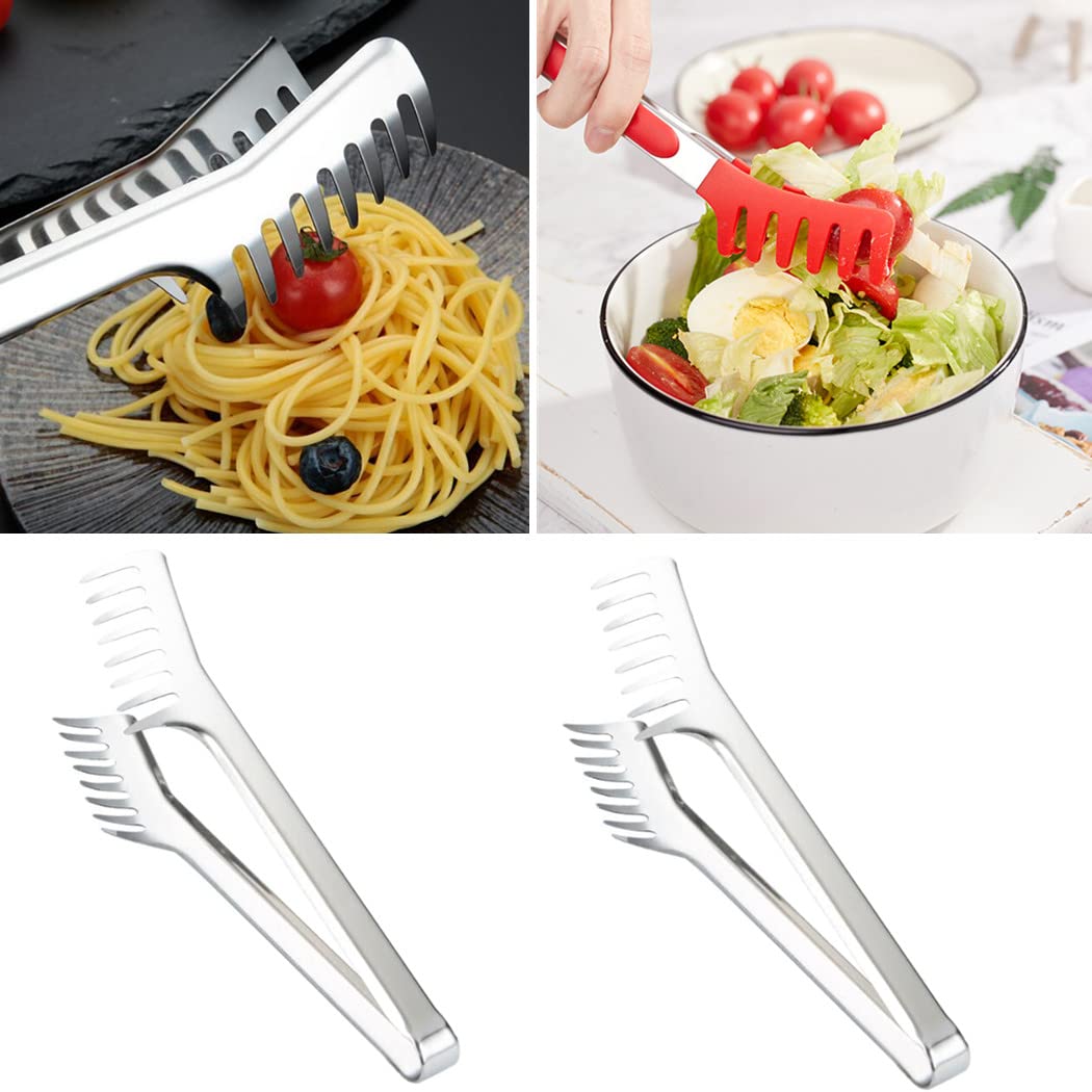 2 Pack Stainless Steel Pasta Tong, Large 9.4'' Stainless Steel Spaghetti Serving Tongs, Comfortable Grip Design Pasta Server Ute