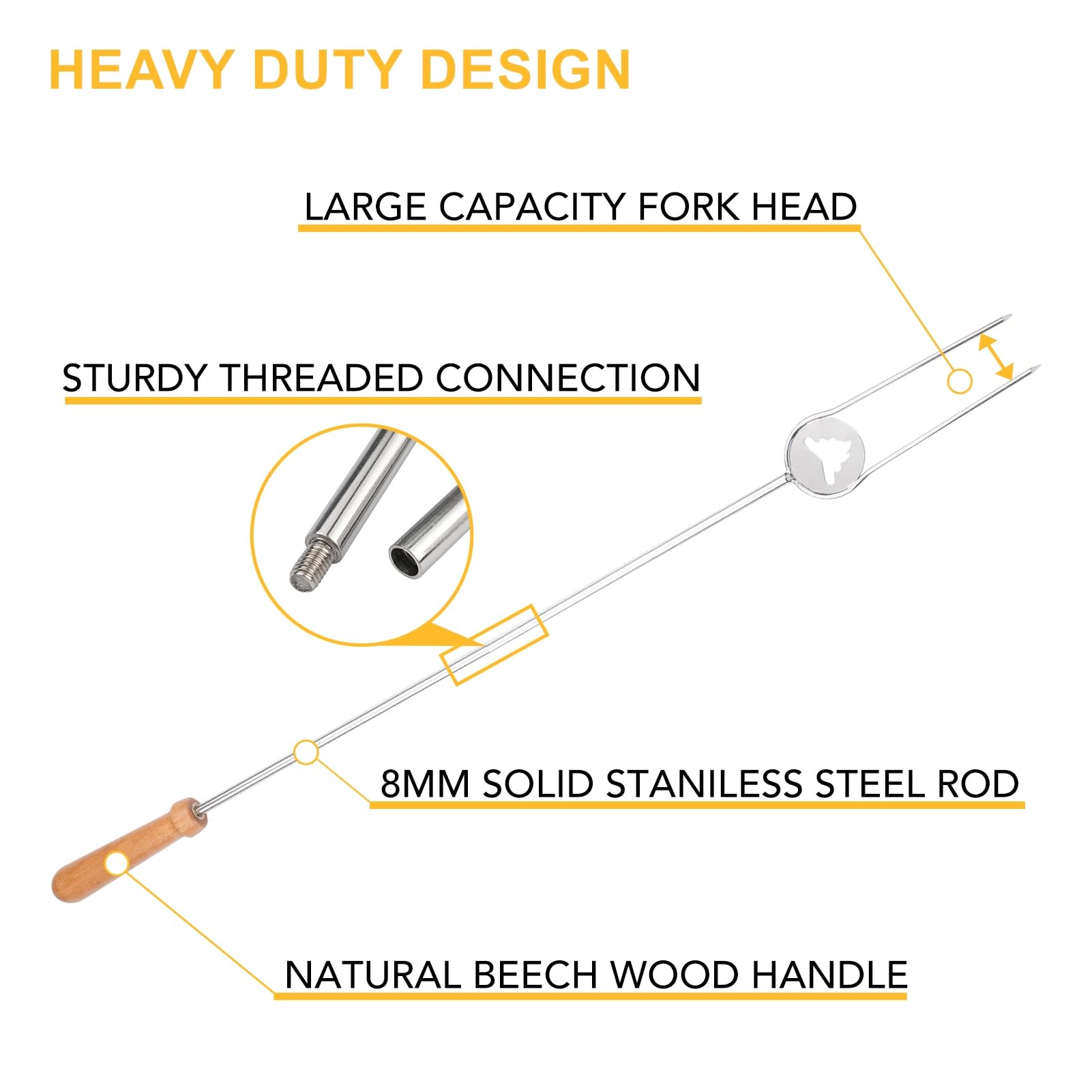 Begatter Heavy Duty Hot Dog Roasting Sticks For Campfire, Extendable Marshmallow Sticks For Fire Pit, 32'' Long Smores Sticks, S