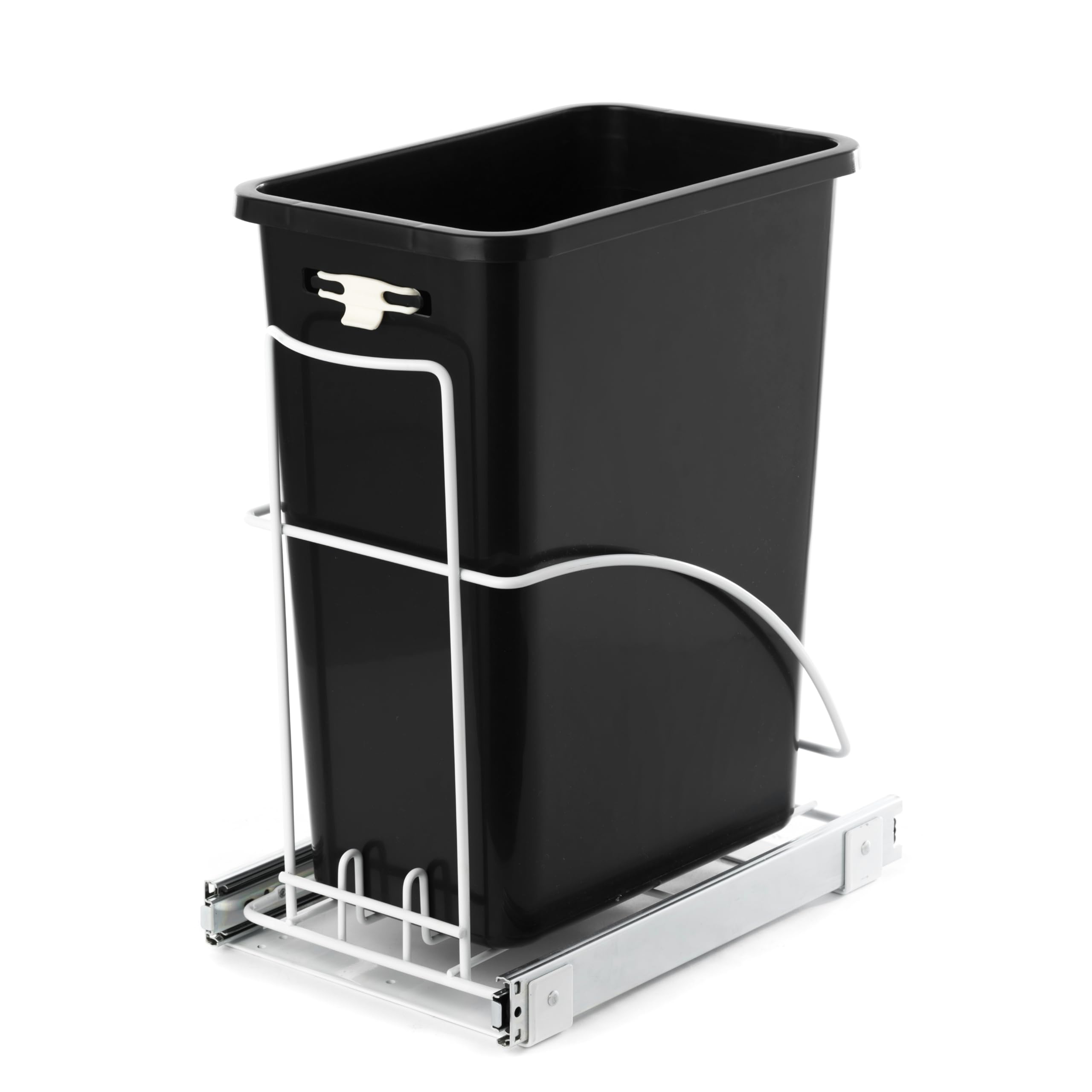 Home Zone Living 7.6 Gallon Pull Out Under Cabinet Trash Can  Removable Liner for Recycling or Trash  Slim Shape