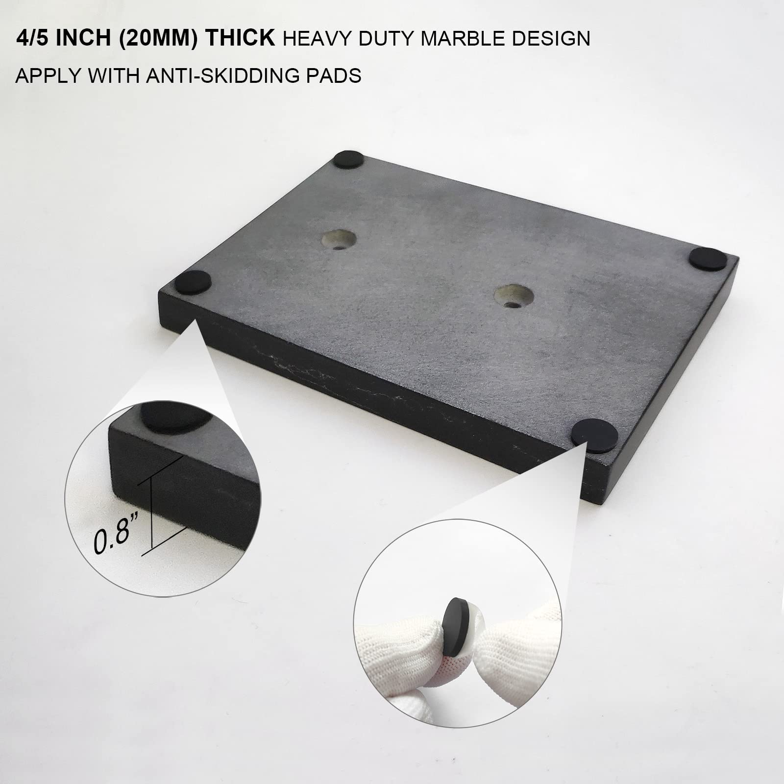 Gzila Free Standing Toilet Paper Holder Stand With Reserve, Heavy Weighted Marble Design Base Sus304 Stainless Steel (Black)