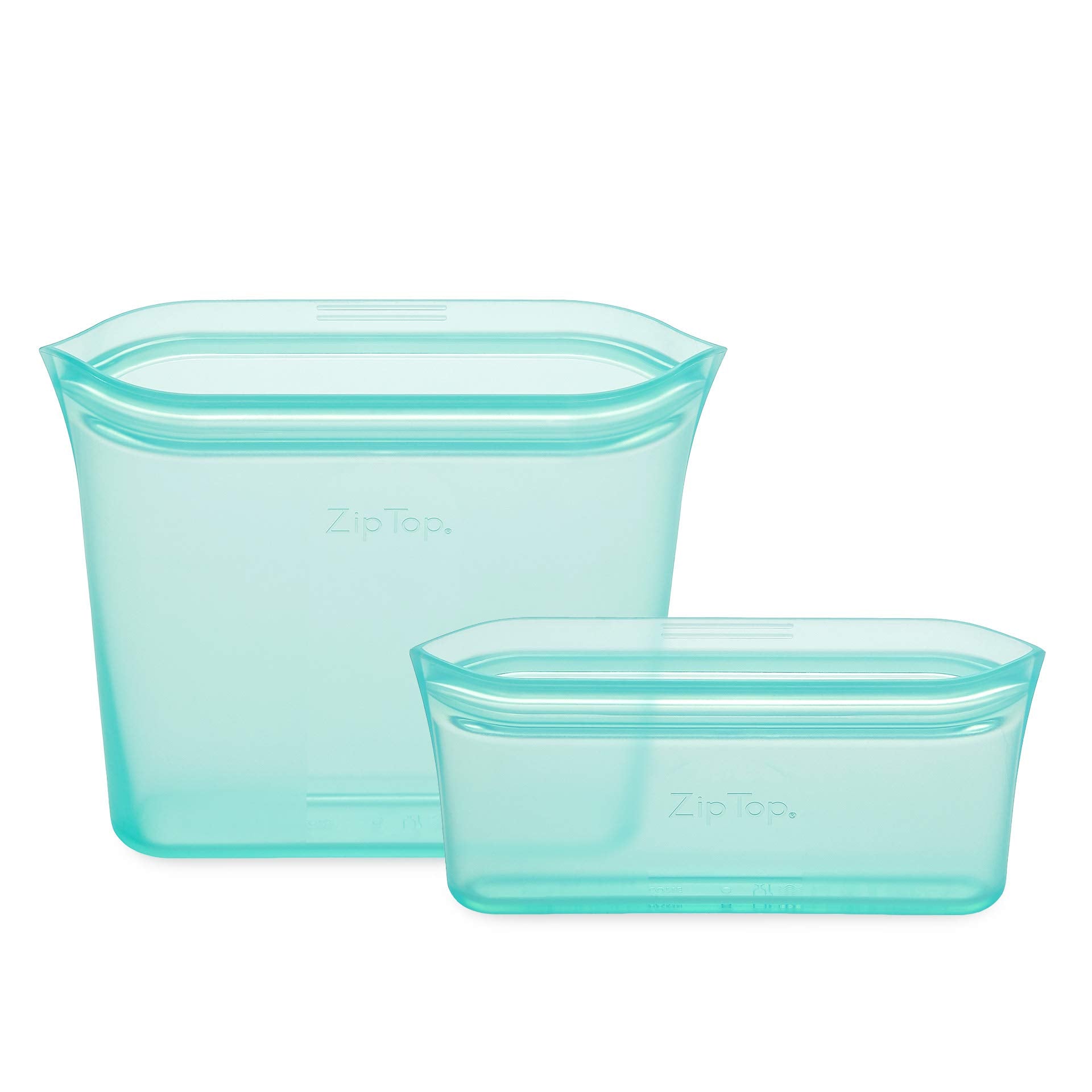 Zip Top Reusable Food Storage Bags | 2 Bag Set [Teal] | Silicone Meal Prep Container | Microwave, Dishwasher And Freezer Safe |