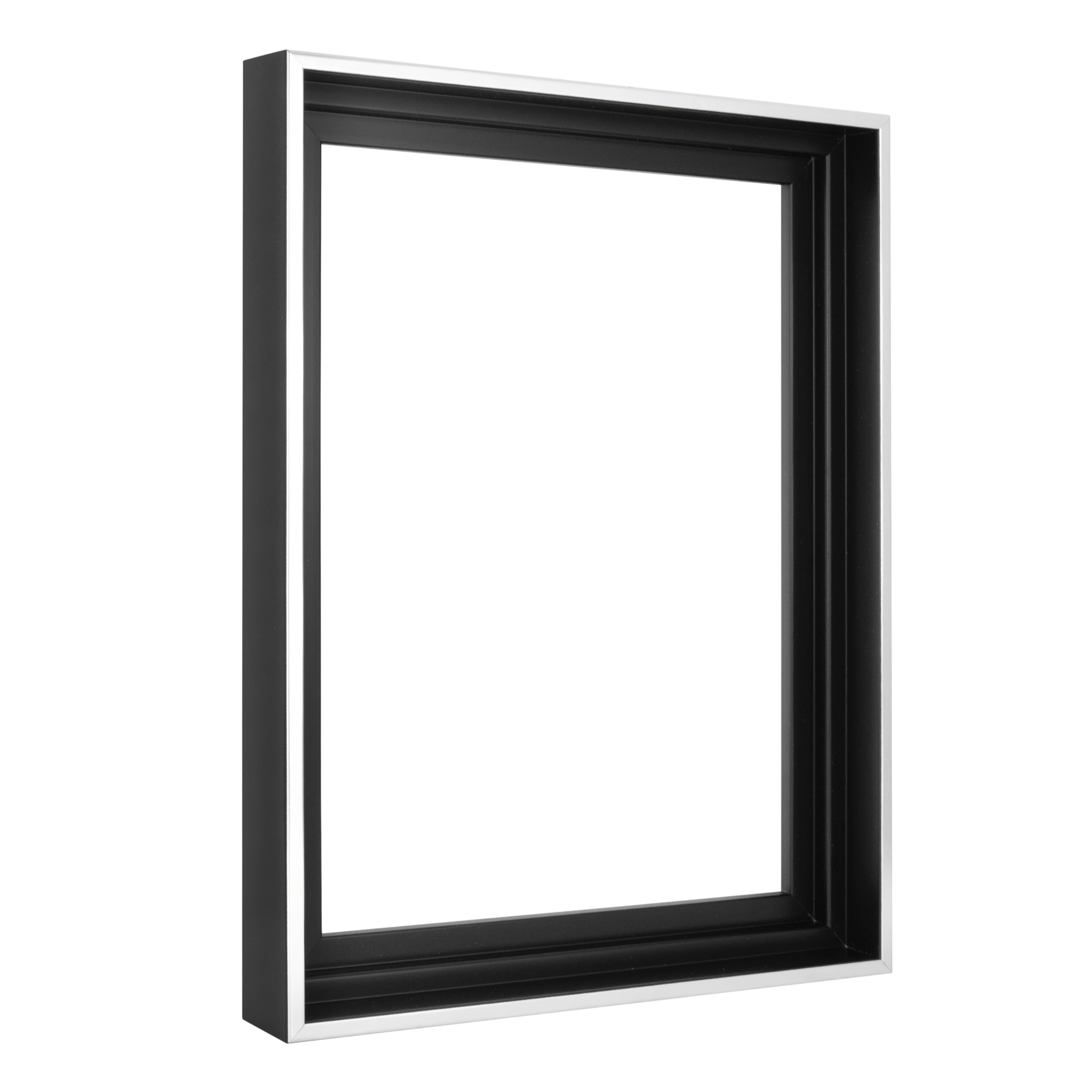 MCS Canvas Float Frames 12x16 Frame, Black & Silver Frame for Finished Canvases, Vertical & Horizontal Wall Hanging Large Frame 