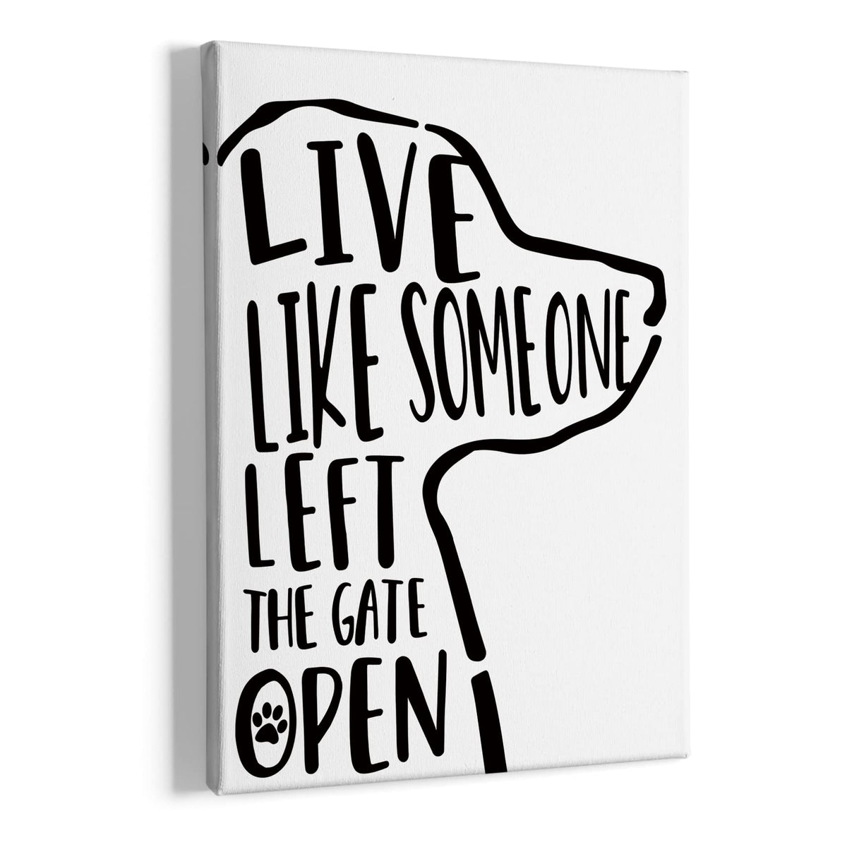 Hiwx Dog Wall Art, Dog Art, Dog Wall Decor,Live Like Someone Left The Gate Open Framed Canvas Painting Wall Art Decor, Dog Sayin