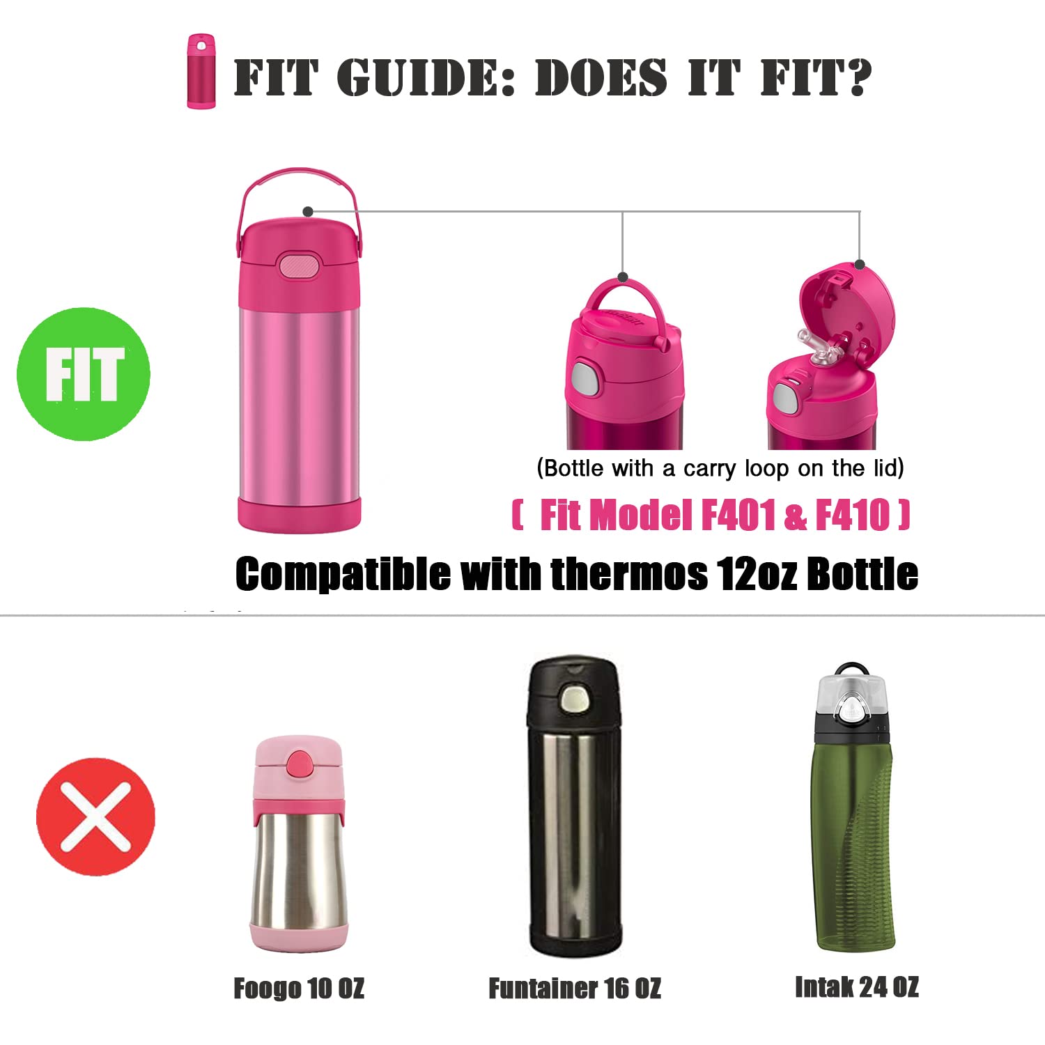 Greant 6 Pcs Replacement Straws Compatible With Thermos 12Oz (Model F401 & F410), Replacement Part Compatible With Thermos 12 Oz