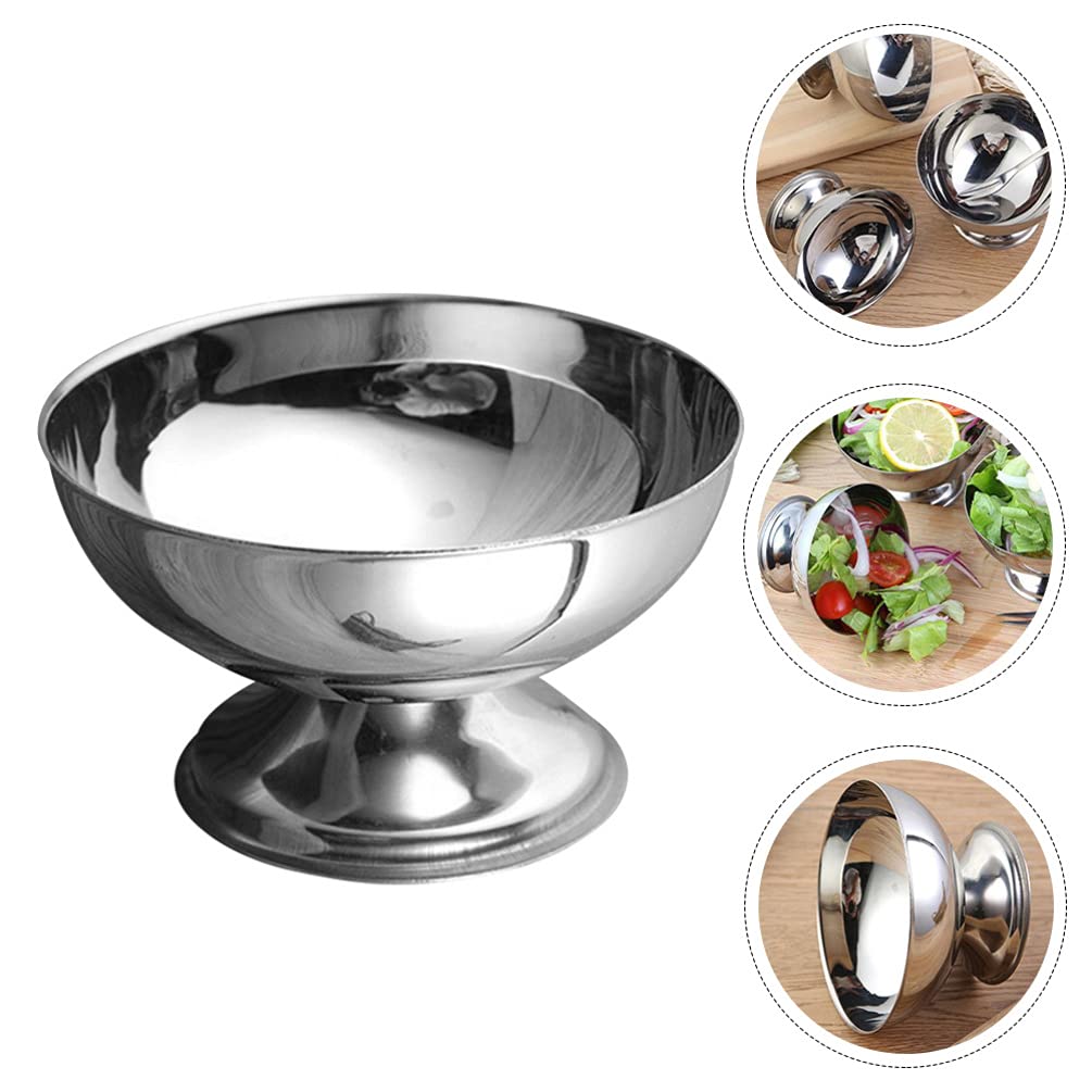 Cabilock Stainless Steel Ice Cream Bowl Metal Pudding Cups Salad Dessert Holder Snack Fruit Candy Container For Diy Ice Cream Pa