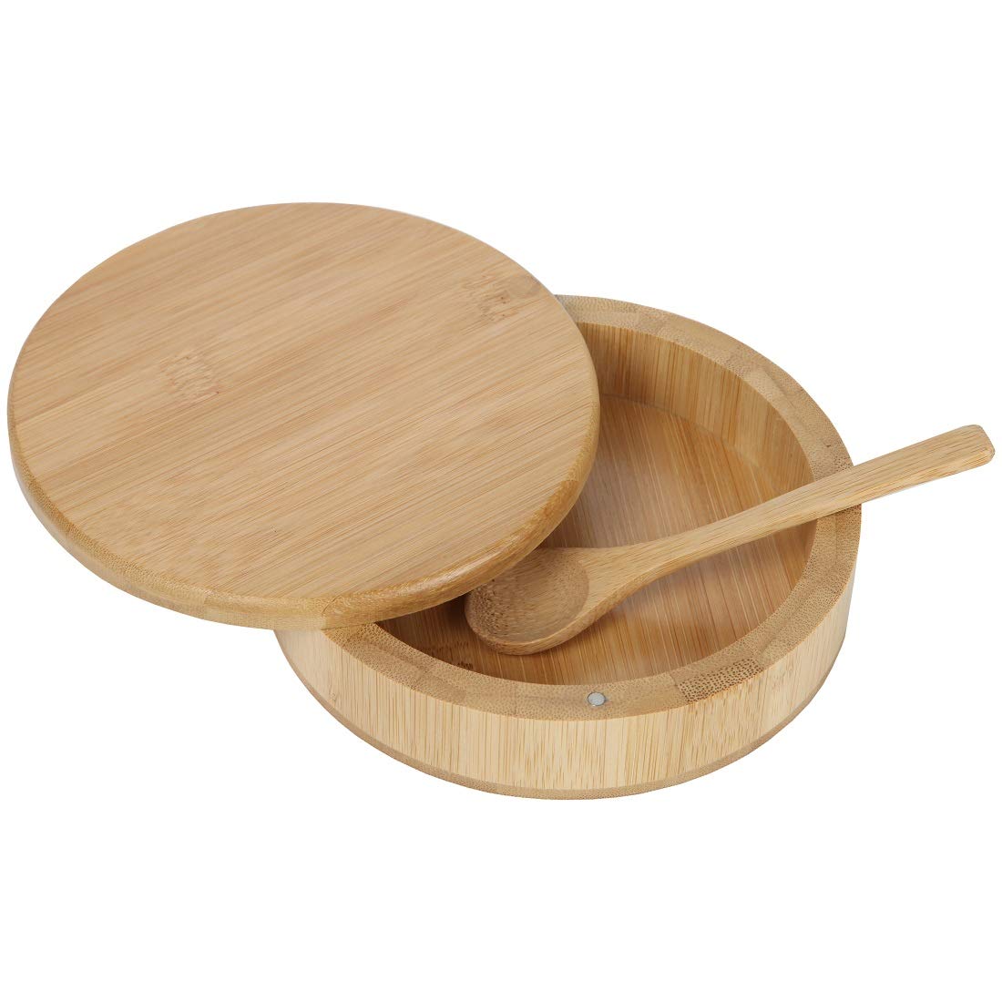 Lily'S Home Barkeeper'S Salt Box, Bamboo Spice Storage Box With Magnetic Lock And A Bamboo Spoon. Margarita Rim Salting Dish