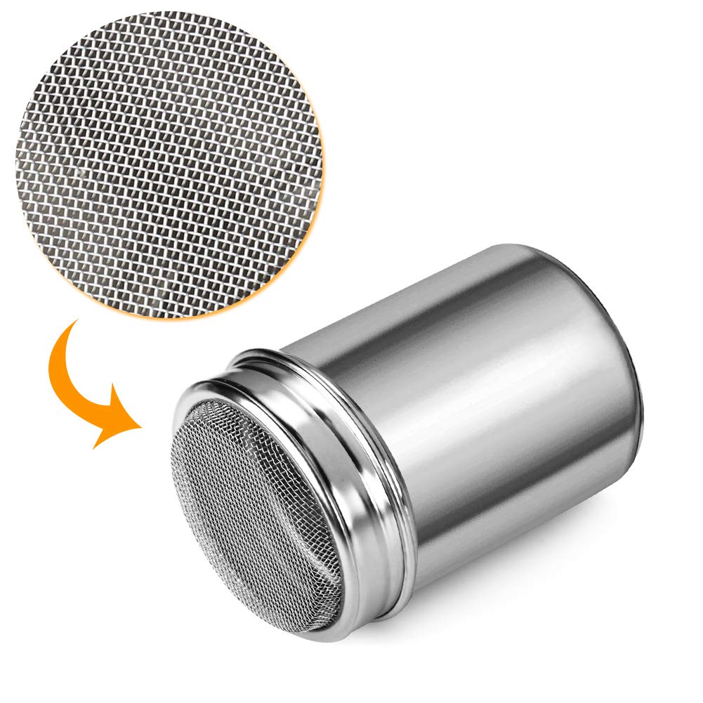 Accmor 2Pcs Powdered Sugar Shaker Duster, Cinnamon Shaker Flour Sifter, 7Oz Stainless Steel Fine Mesh Dredges Shakers For Cinnam