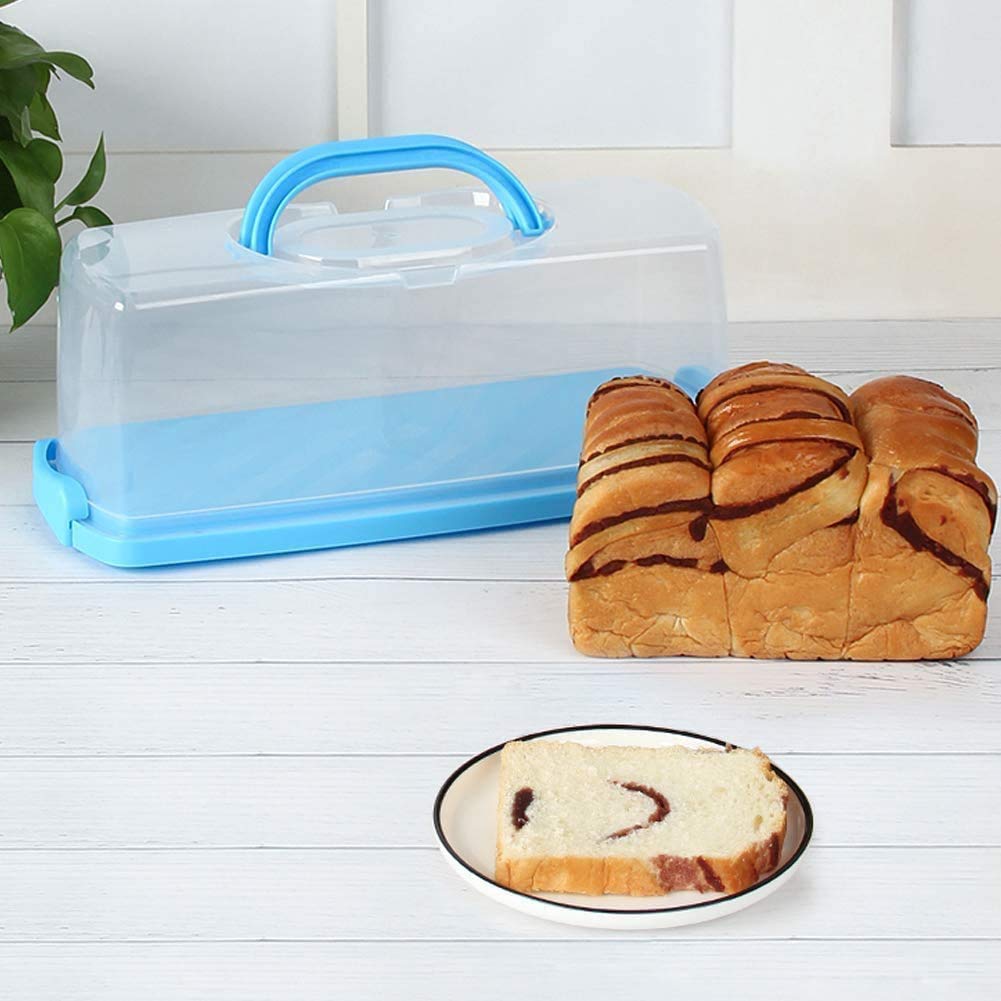 Cheeren 2 Pack Plastic Loaf Cake Storage Container, Bread Keeper For Carrying And Storing Banana Bread, Pumpkin Bread (Blue)