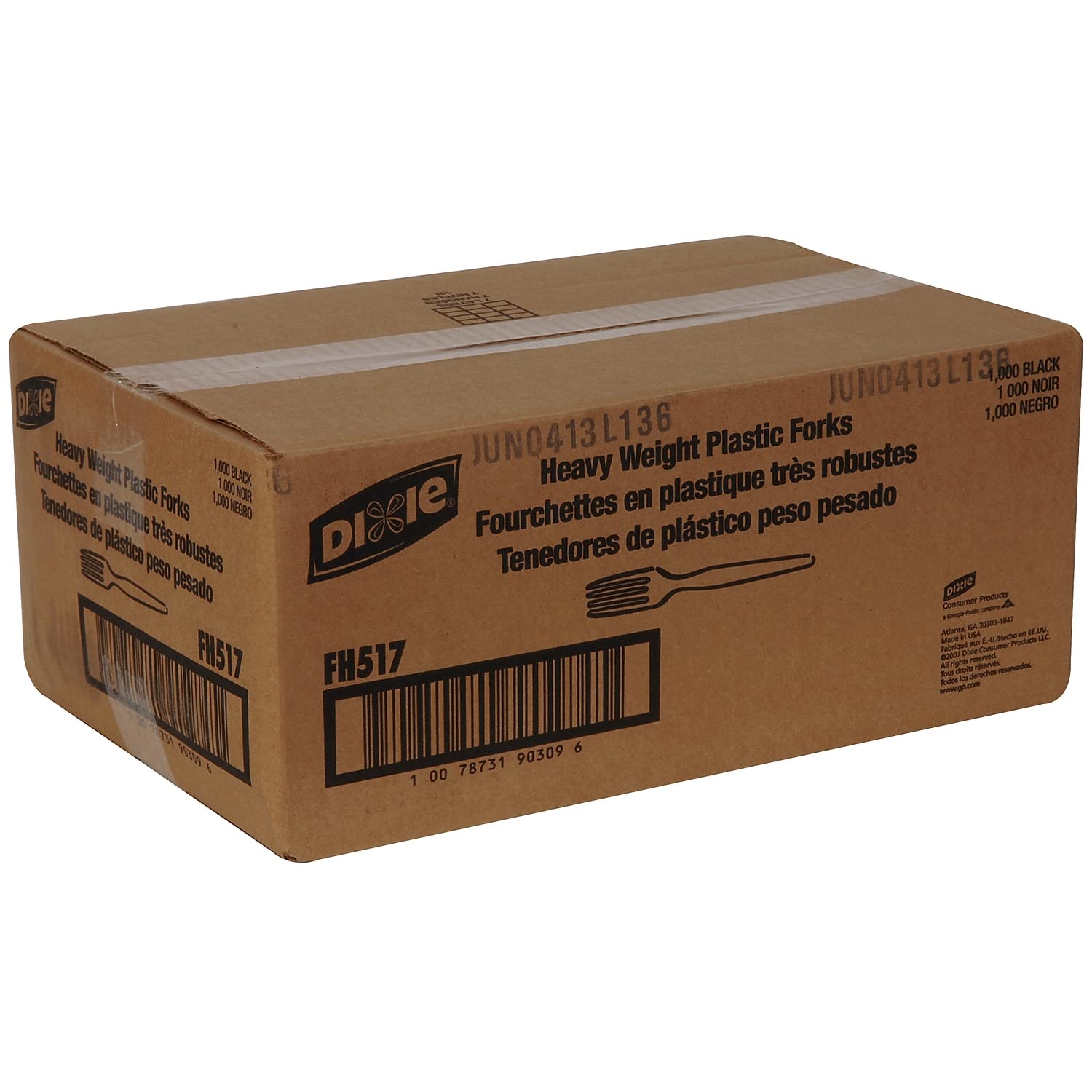 Dixie Fh517 Plastic Cutlery, Heavyweight Forks, Black, 1000/Carton