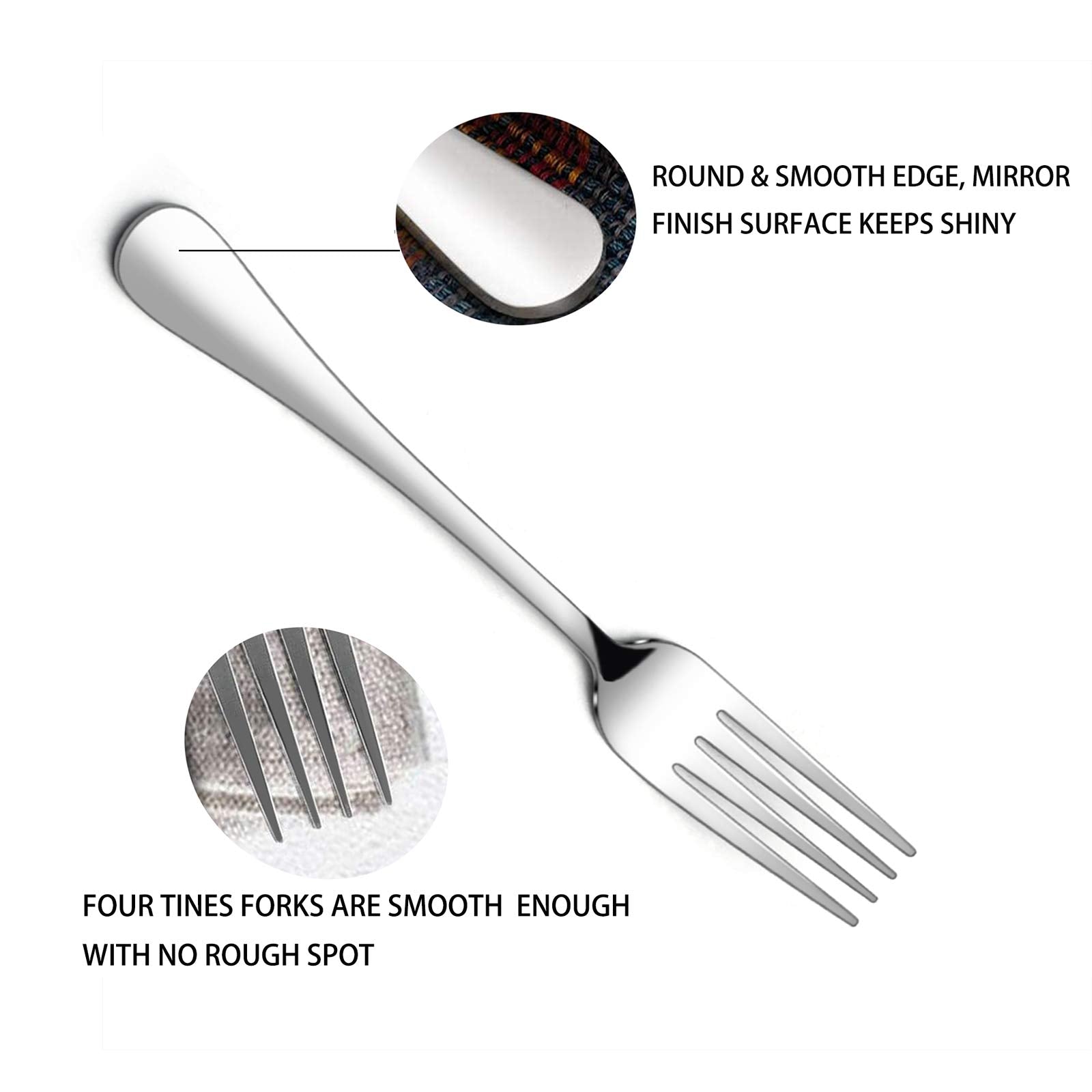 E-Far Salad Forks Set Of 12, Appetizer Dessert Forks Stainless Steel, Silverware Flatware Small Forks, Mirror Finish, Dishwasher