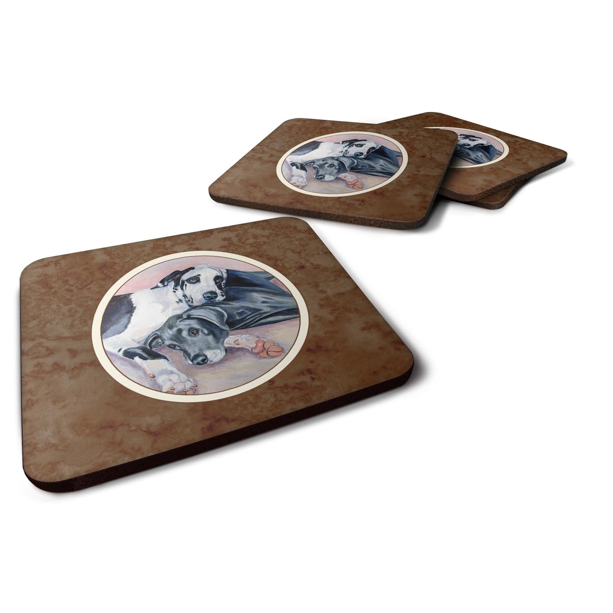 Carolines Treasures Black And Harlequin Great Dane Foam Coasters (Set of 4), 3.5, Multicolor