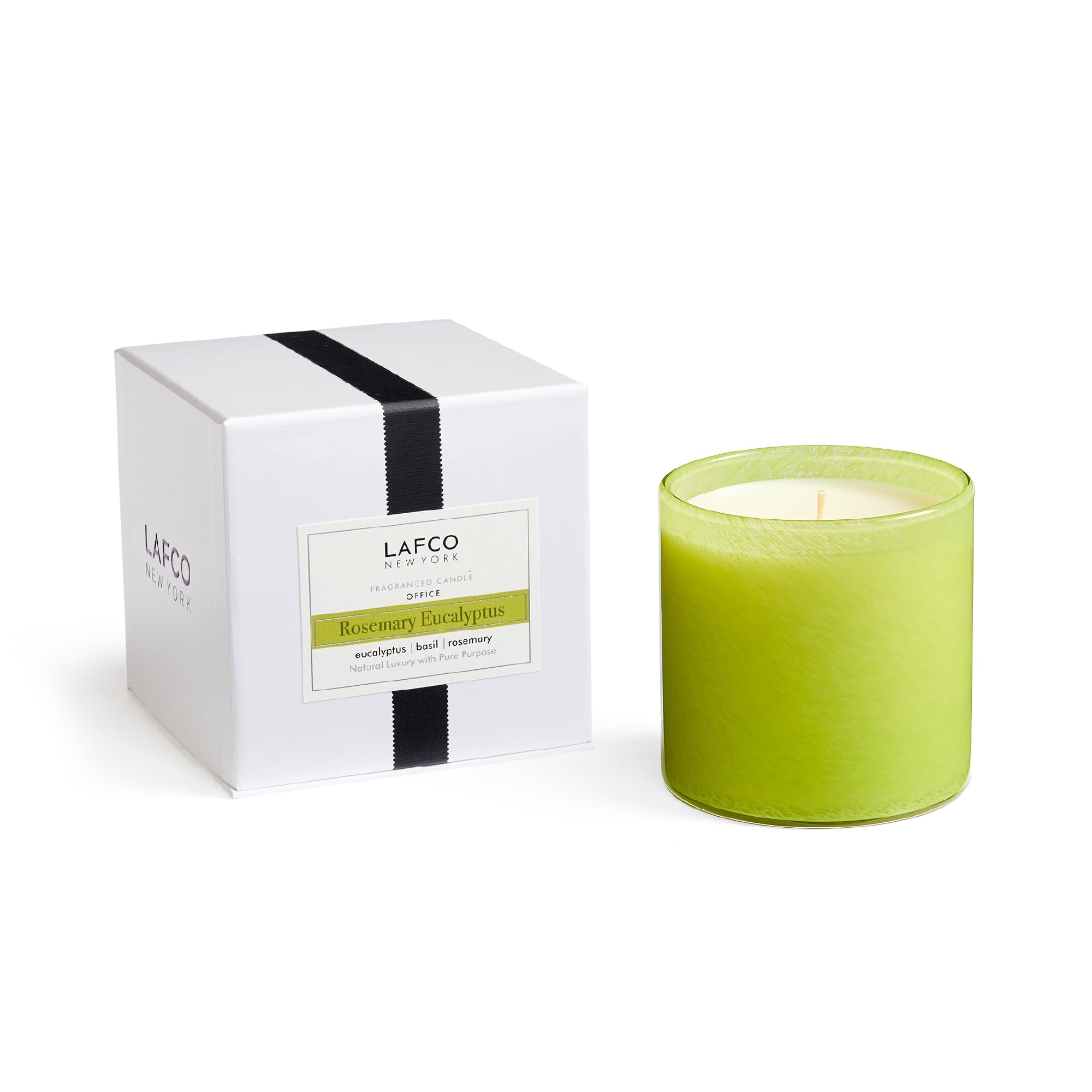 LAFCO New York Signature Candle, Rosemary Eucalyptus - 15.5 oz - 90-Hour Burn Time - Reusable, Hand Blown Glass Vessel - Made in