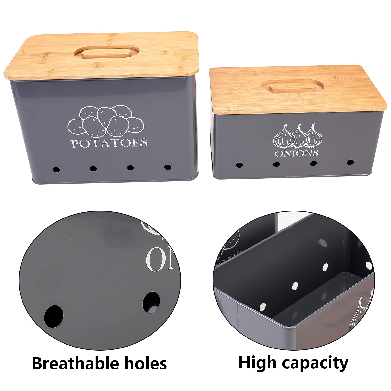 Gdfjiy Potato Onion Kitchen Storage Canisters,Storage Bin For Kitchen 2 Pack Set,Potatoe, Potato Storage Box,Storage And Long Sh