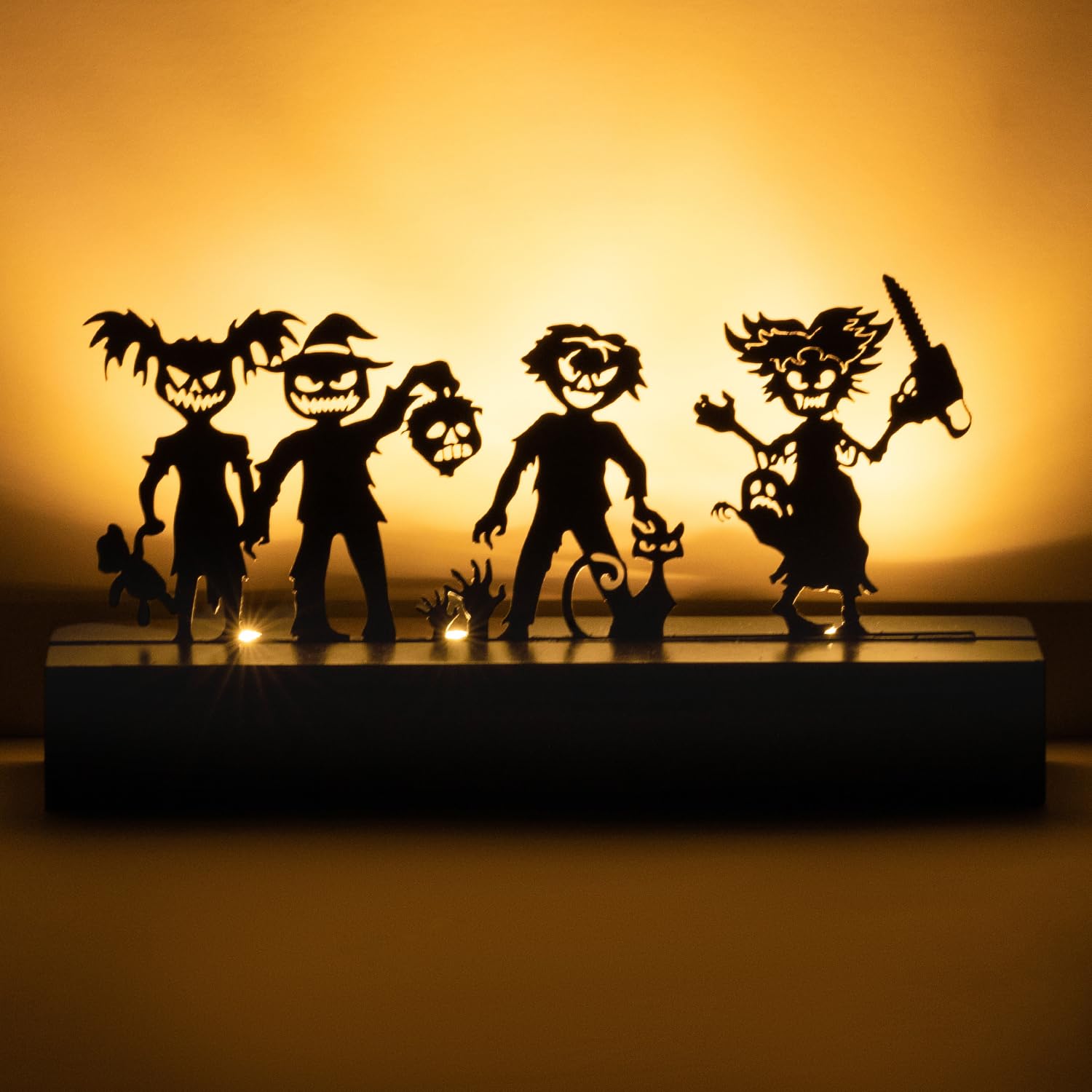Halloween Table Decor Led Lights Silhouette Decoration Metal Horror Character Battery Operated Indoor Decoration Perfect Hallowe