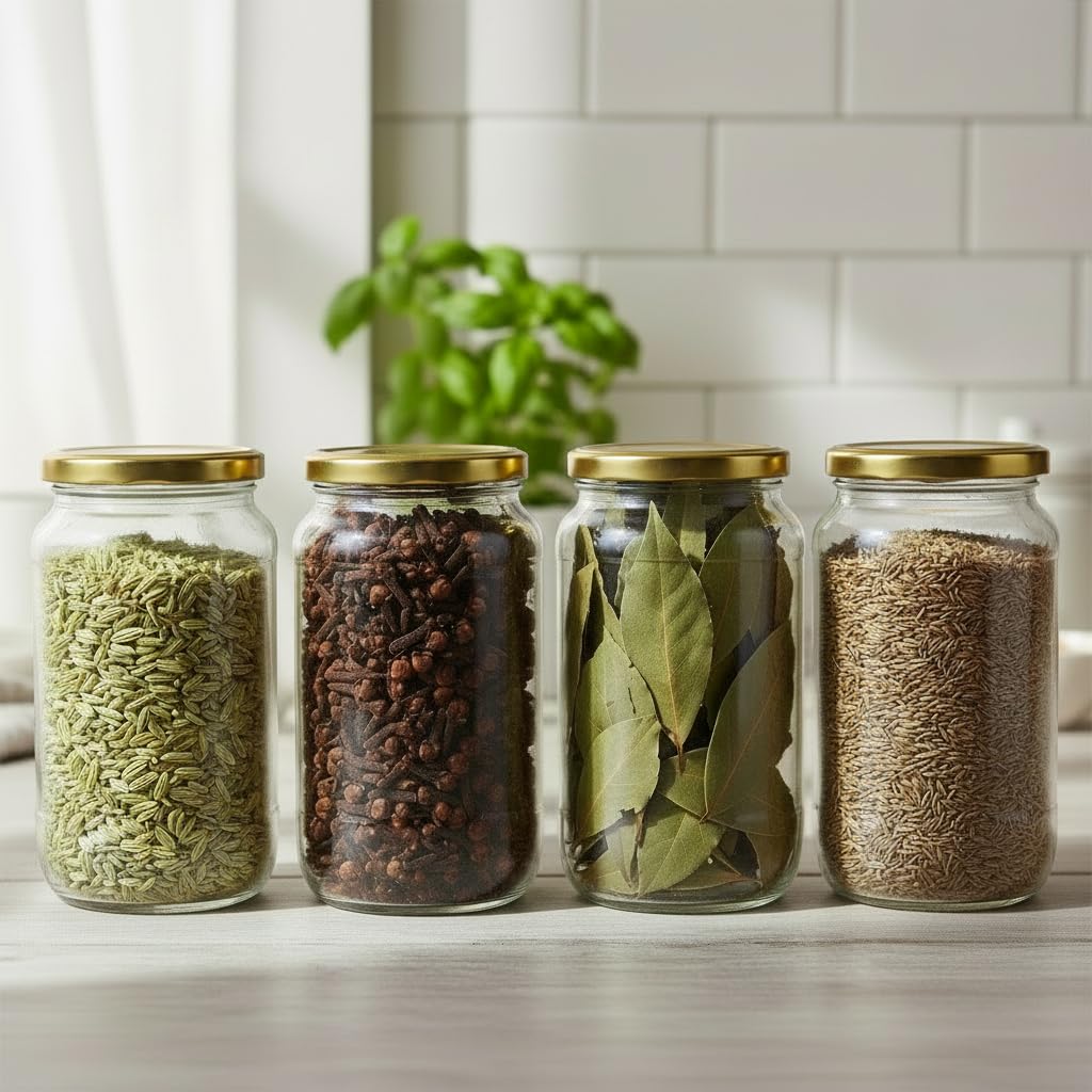 Ginoya Brothers  Kitchen Glass Jar (4, 1000 Ml. Jar)