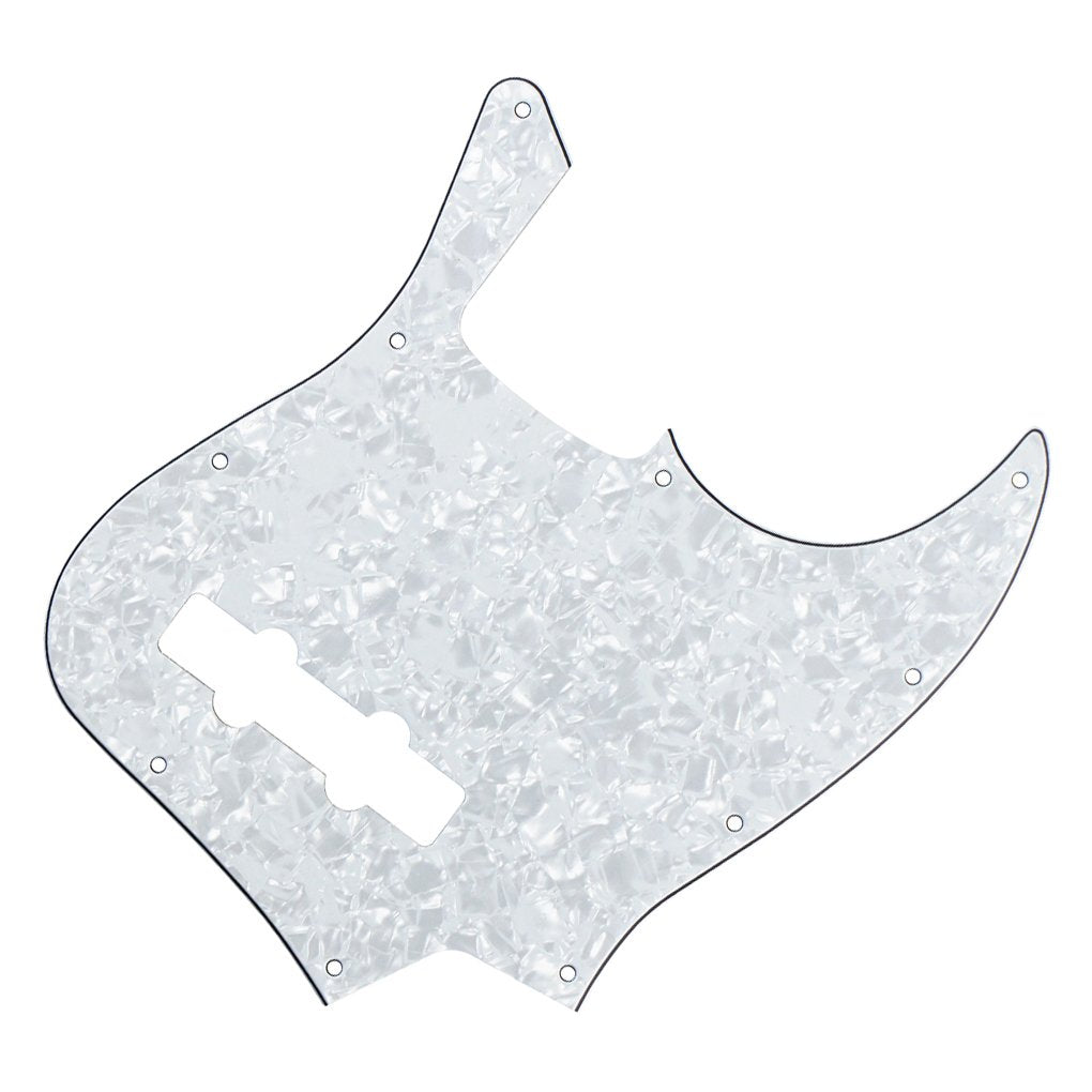 Fleor 10 Hole Jazz Bass Pickguard Scratch Plate Pick Guards For 4 Strings Americanmexican Standard Jazz Bass Part, 4Ply White Pe