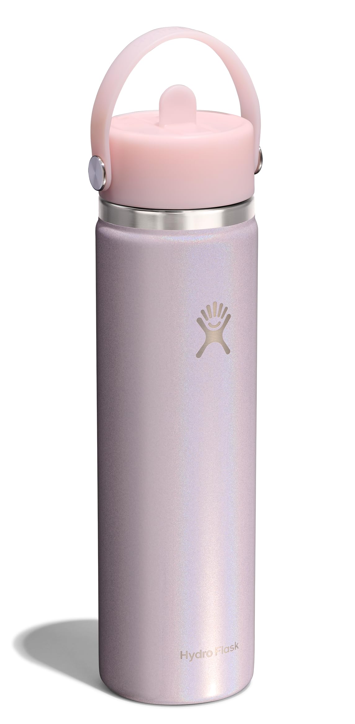 Hydro Flask Water Bottle - Insulated Stainless Steel - Wide Straw Lid, Non-Spill, Leakproof in 24 Oz Glimmer Pink