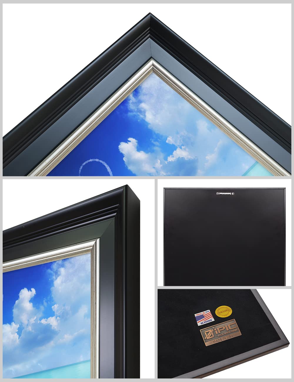 Ipic - Seaside Skywriting Personalized Framed Wall Art With Names And Date On, Giclee Prints With Solid Wood Frame, Customized G