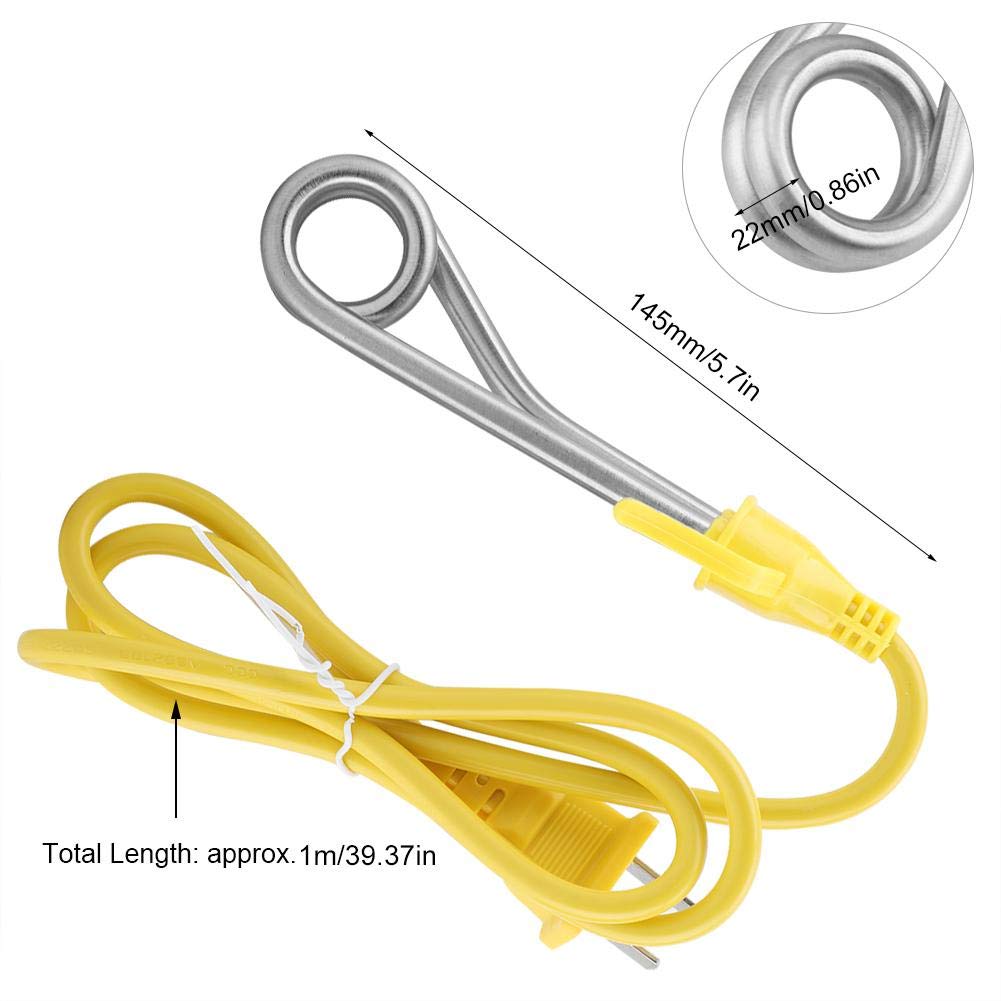 600W Electric Handheld Heater, Stainless Steel Immersion Heater Element Mini Boiler Hot Drinking Water Coffee Portable Travel Ki