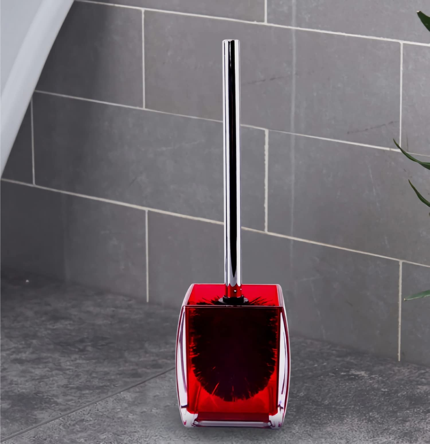 Tuanyo 5 Pcs Red Acrylic Bathroom Accessories Set Complete, Lotion/Soap Dispenser, Soap Dish, Toothbrush Holder, Tumbler, Toilet