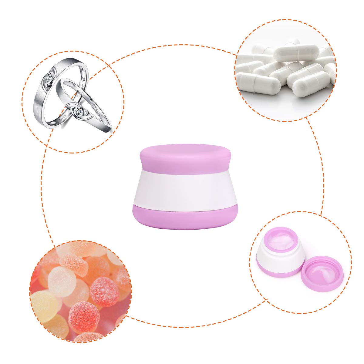 Aoutacc 5 Pack Travel Containers, Tsa Approved 20Ml Leakproof Silicone Cream Jars Squeezable Portable Soft Travel Bottles For Sh