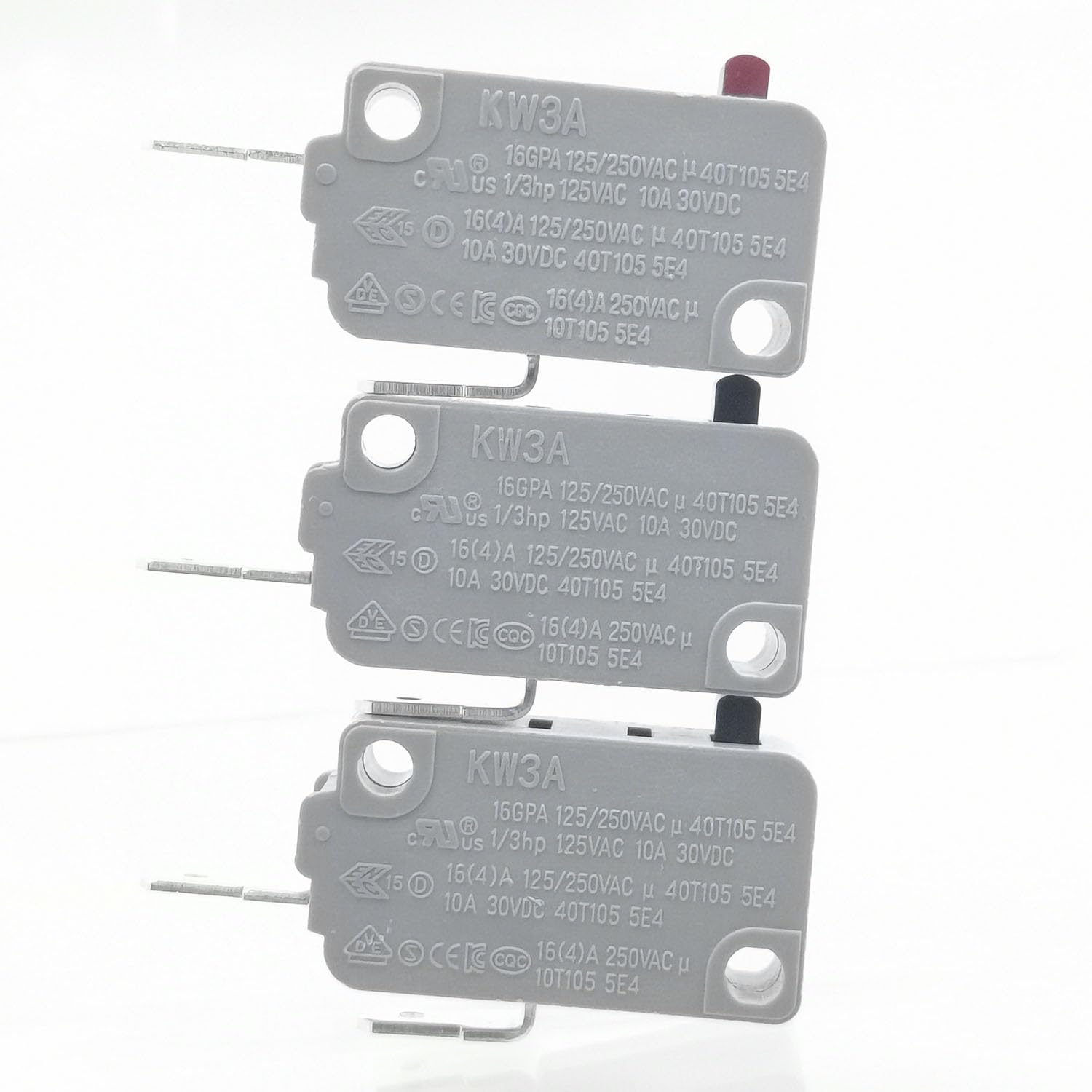 Yoiilnz KW3A Microwave Oven Door Switch - 16A 125/250V, 2 Normally Open + 1 Normally Closed, Plastic