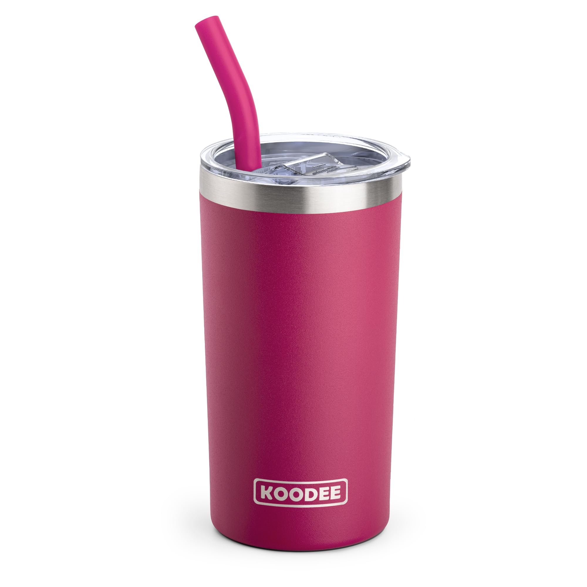 koodee Tumbler with Lid and Straw, 12 oz Insulated Coffee Tumbler Cup Stainless Steel Double Wall Skinny Tumbler with Lid and St