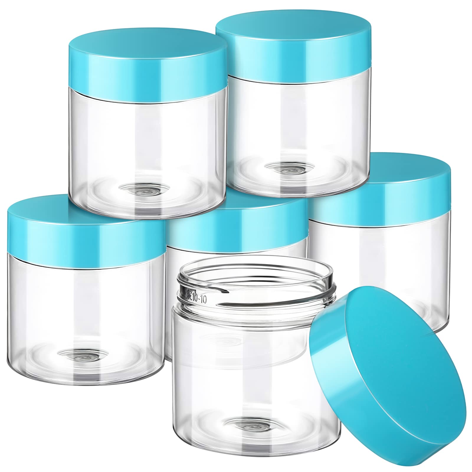 SATINIOR 6 Pack 1 oz Plastic Jars Containers with Lids Wide-mouth Refillable Leakproof Reusable Round Empty Jars for Travel Cosm