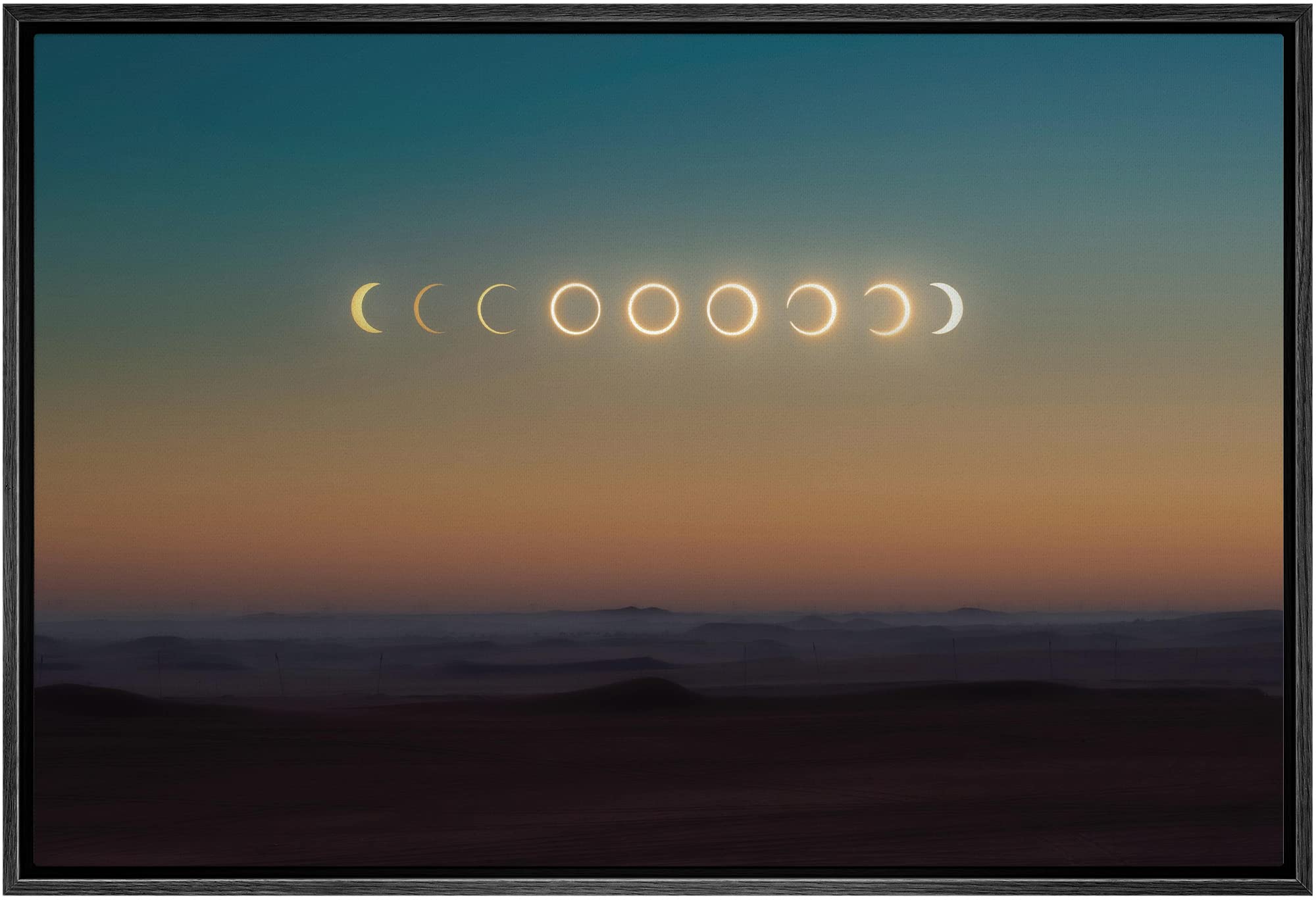 Signwin Framed Canvas Wall Art Moon Phase Aerial Astronomy & Space Expressive Global Moon Multicolor Photography Realism Warm -