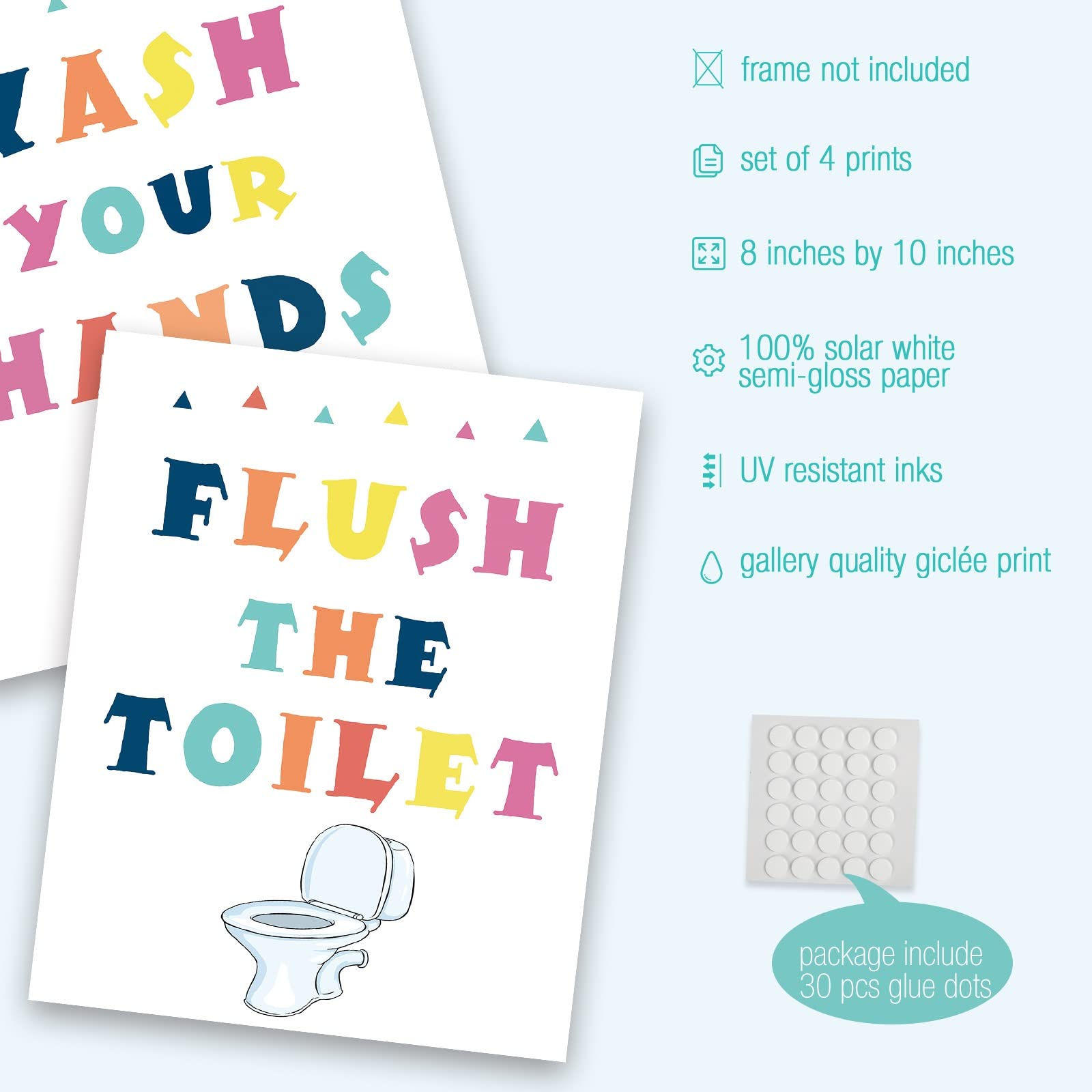 Insimsea Funny Bathroom Signs Prints, Bathroom Quotes And Sayings Art Prints, Kids Bathroom Wall Decor, Set Of 4, 8X10 Inch, Unf