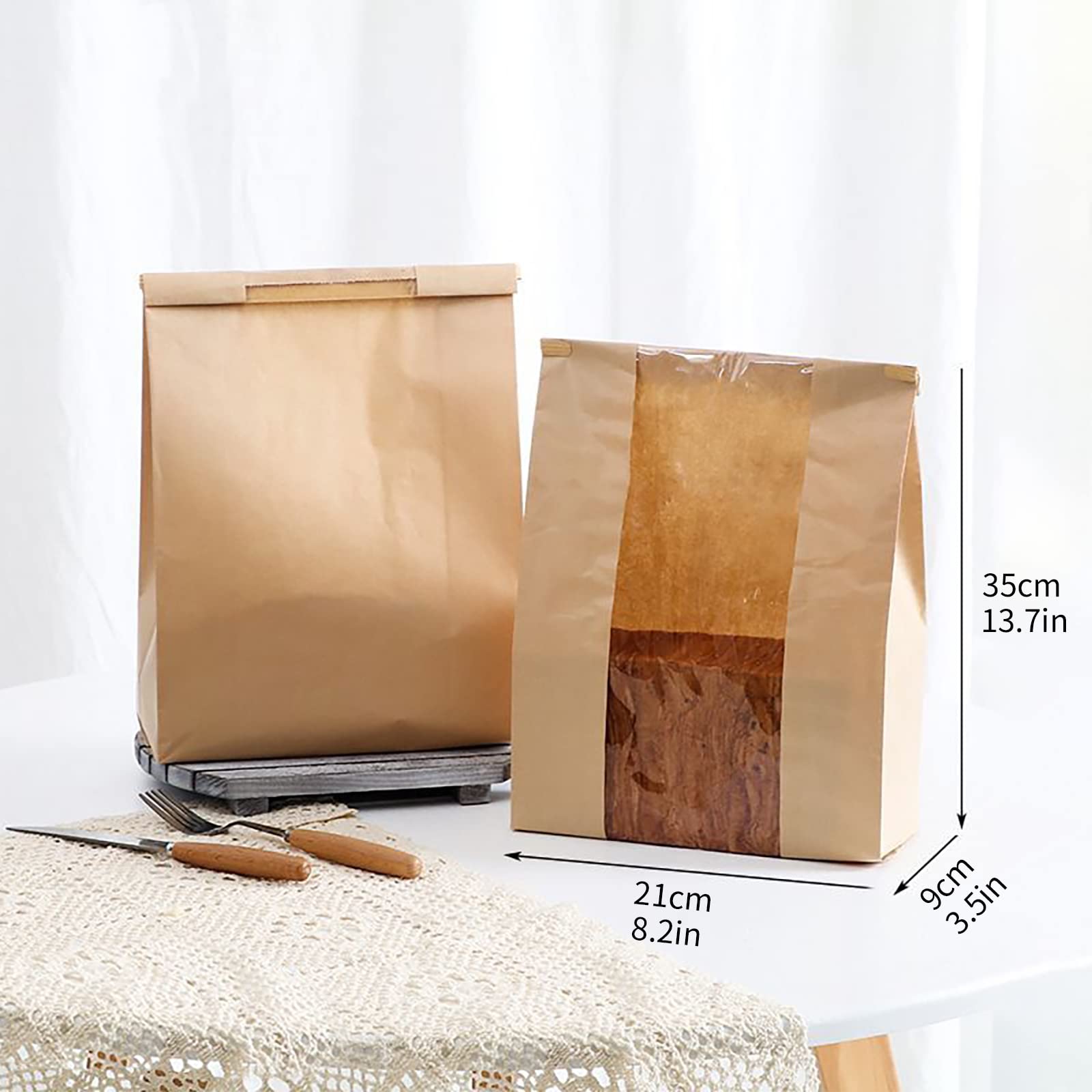 Bread Bags For Homemade Bread Large Paper Bakery Bag With Window For Baked Food Packaging Storage 50Pcs Bread Storage Bags For S