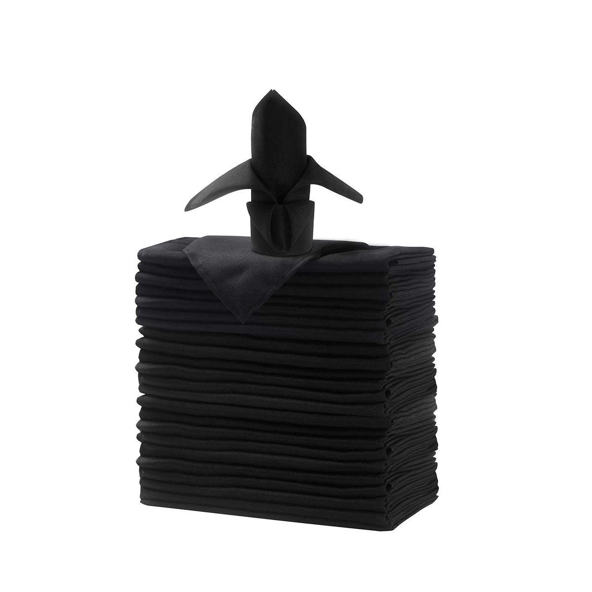 25Pcs Polyester Cloth Napkins - 20 X 20 Inch Black Dinner Washable Napkins With Hemmed Edges For Restaurant/Wedding/Hotel(25,Bla