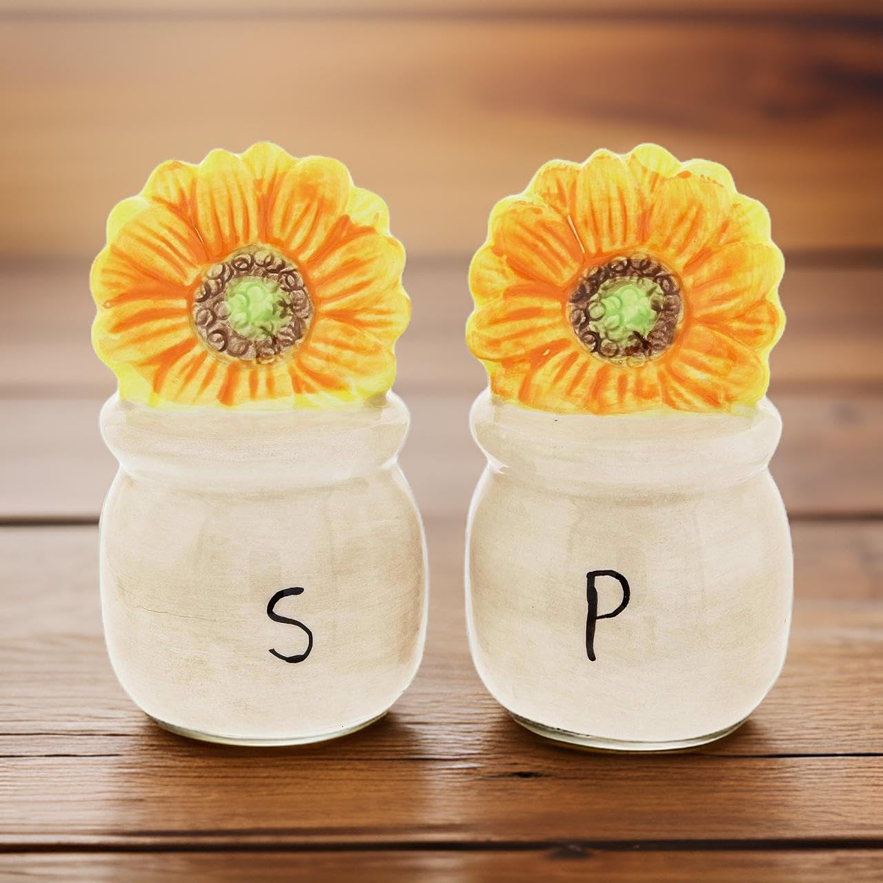 Potted Sunflowers Ceramic Salt & Pepper Shakers