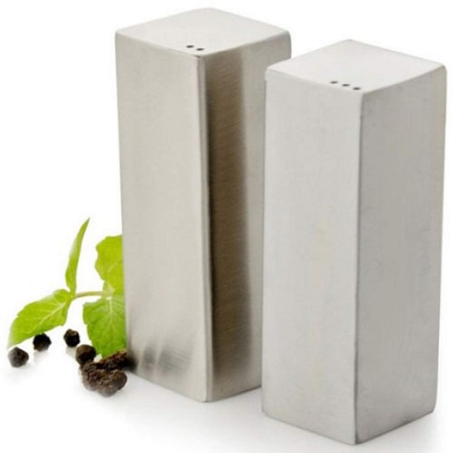 American Metalcraft 2-1/2'' Rectangle Stainless Steel Salt & Pepper Set, Silver