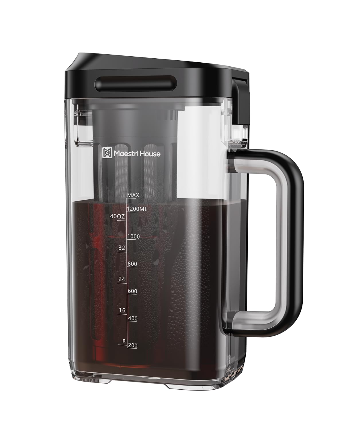 Maestri House Compact Cold Brew Coffee Maker, 41Oz Iced Tea And Coffee Maker Brewer Space Saving Tritan Pitcher, 350 Mesh Filter