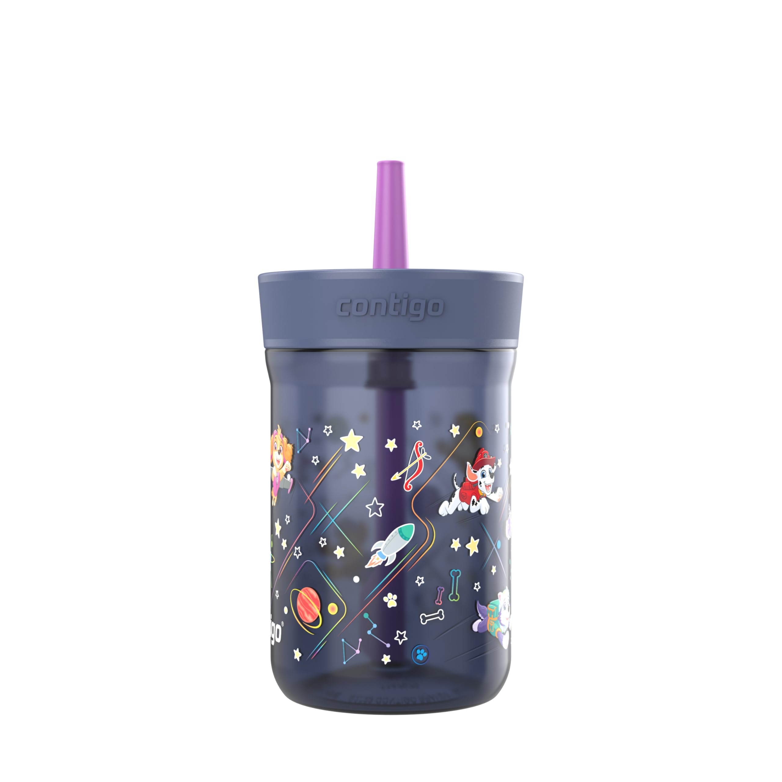 Contigo Kids Tumbler, Spill-Proof with Straw, 14oz, Paw Patrol Space Zodiac, Model 2220005, Plastic