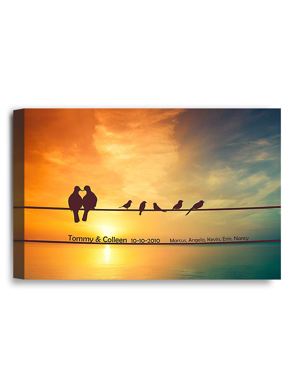Ipic - We Are Family Personalized Artwork With Names, Customized Gift For Anniversary, Giclee Canvas Wall Art.. 18X12